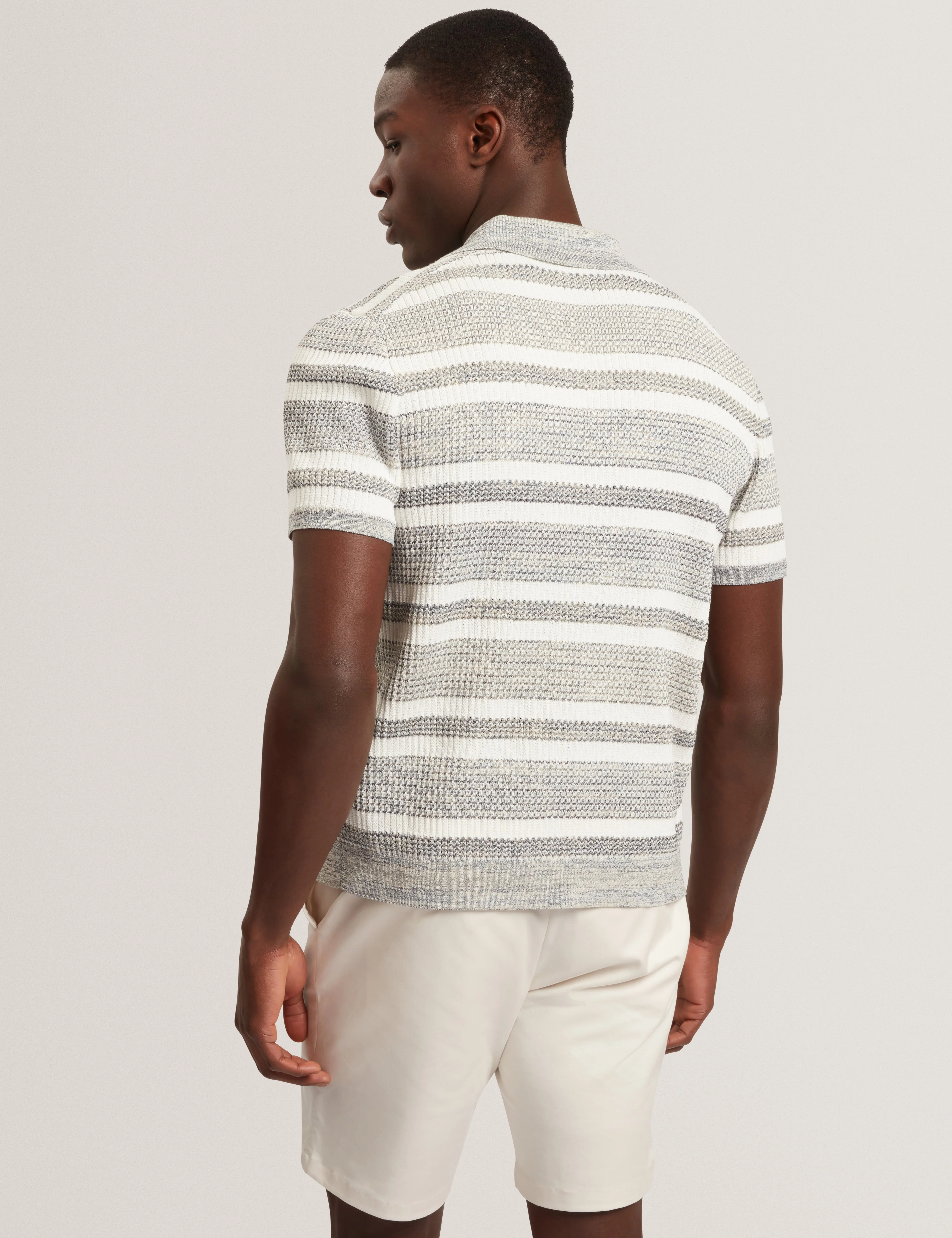 Flacks Short Sleeve Relaxed Fit Stripe Shirt White - Image 6