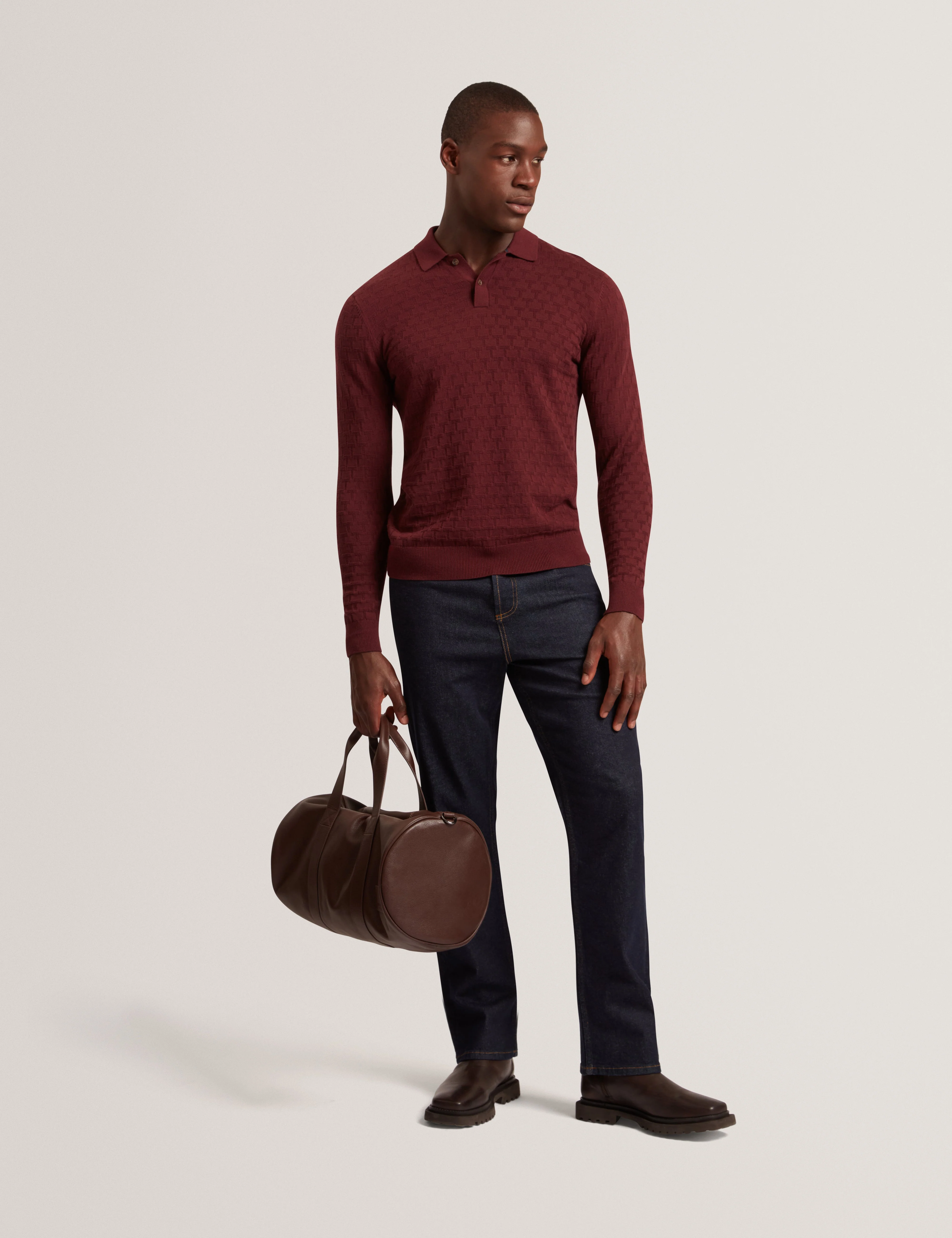 Gaten Ls T Stitch Polo Maroon - Image 2