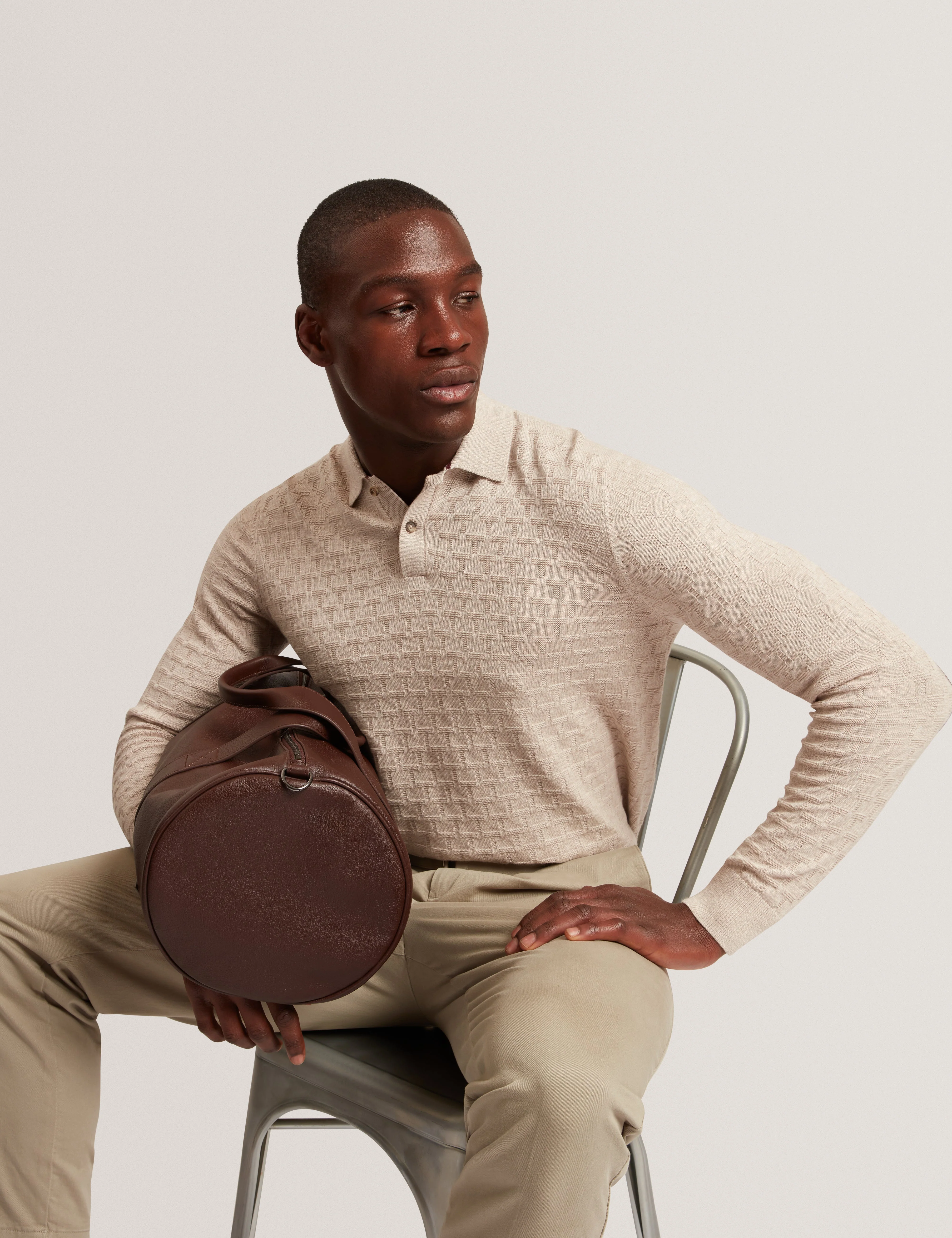 Gaten Ls T Stitch Polo Natural - Image 6