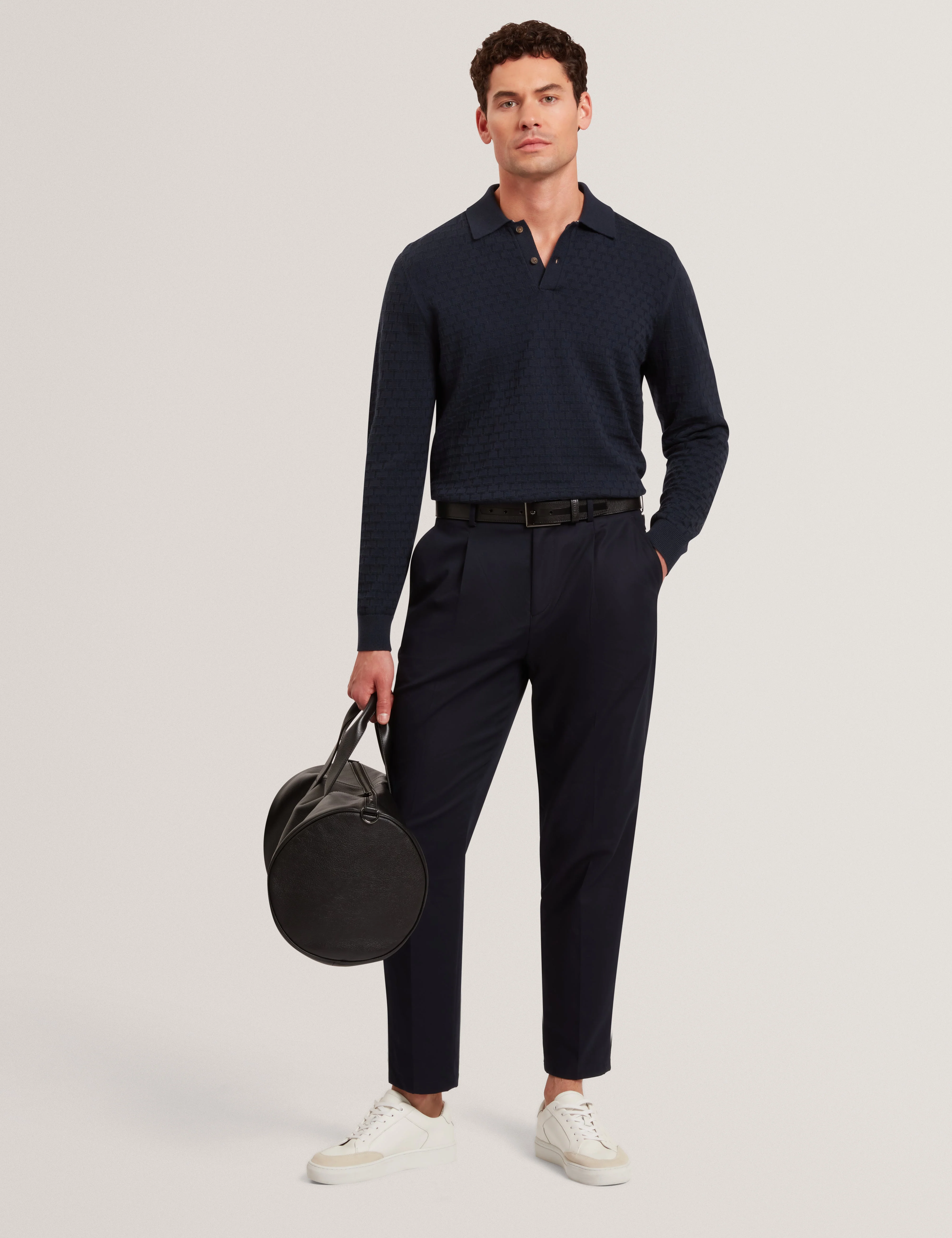 Gaten Ls T Stitch Polo Navy - Image 2