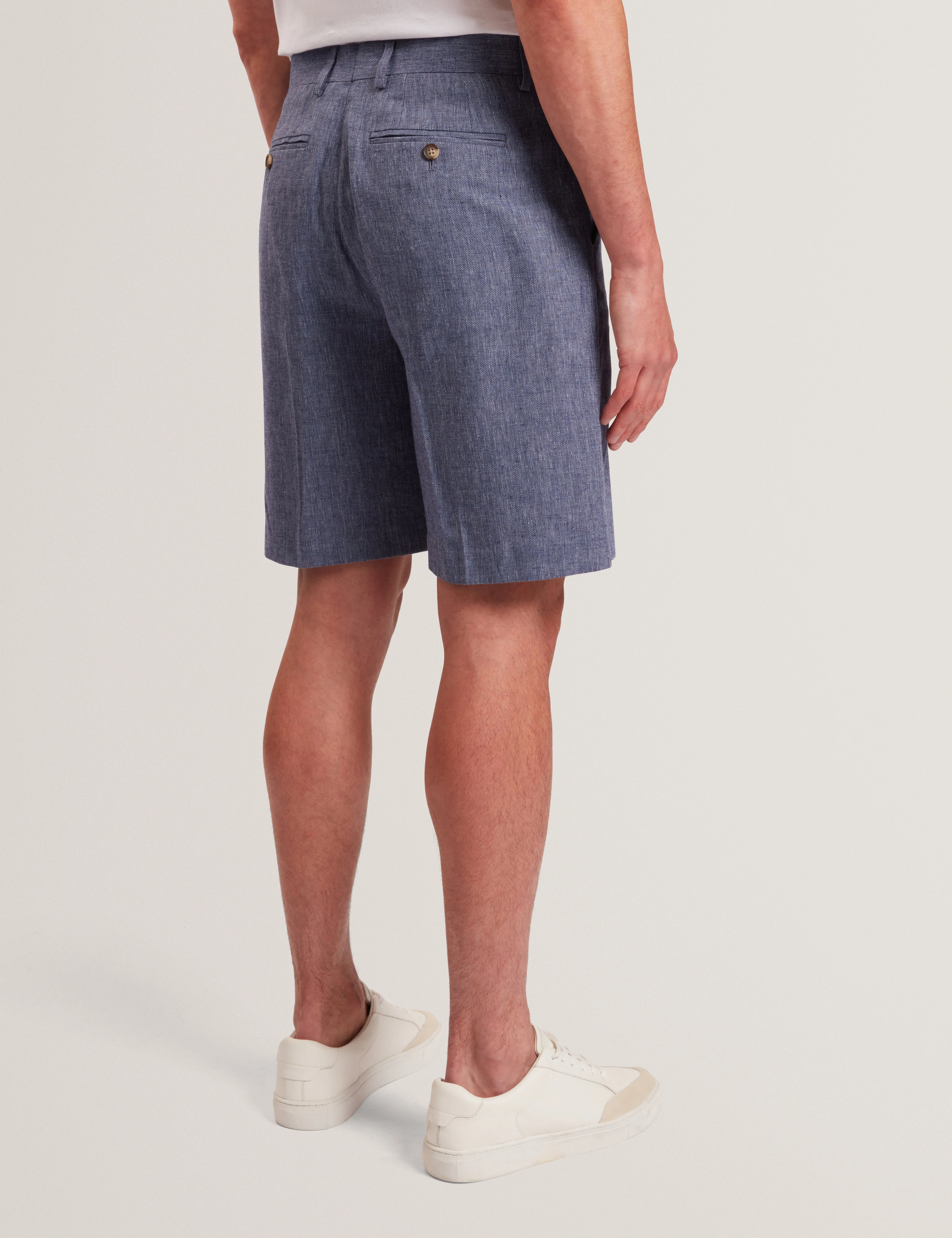 Givran Slim Fit Linen Blend Short Navy - Image 4