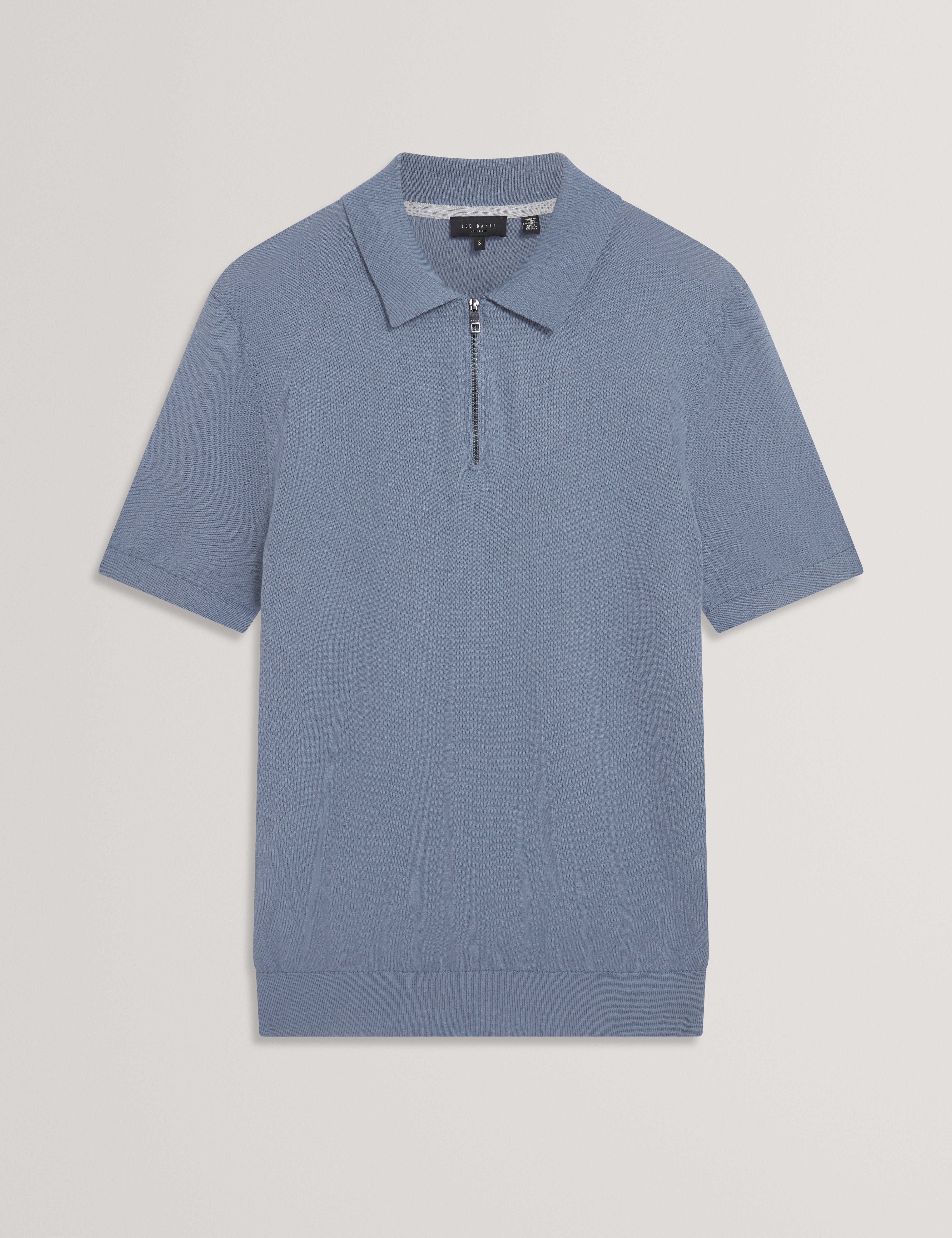Givrans Short Sleeve Silk Blend Zip Polo Teal-Blue - Image 6
