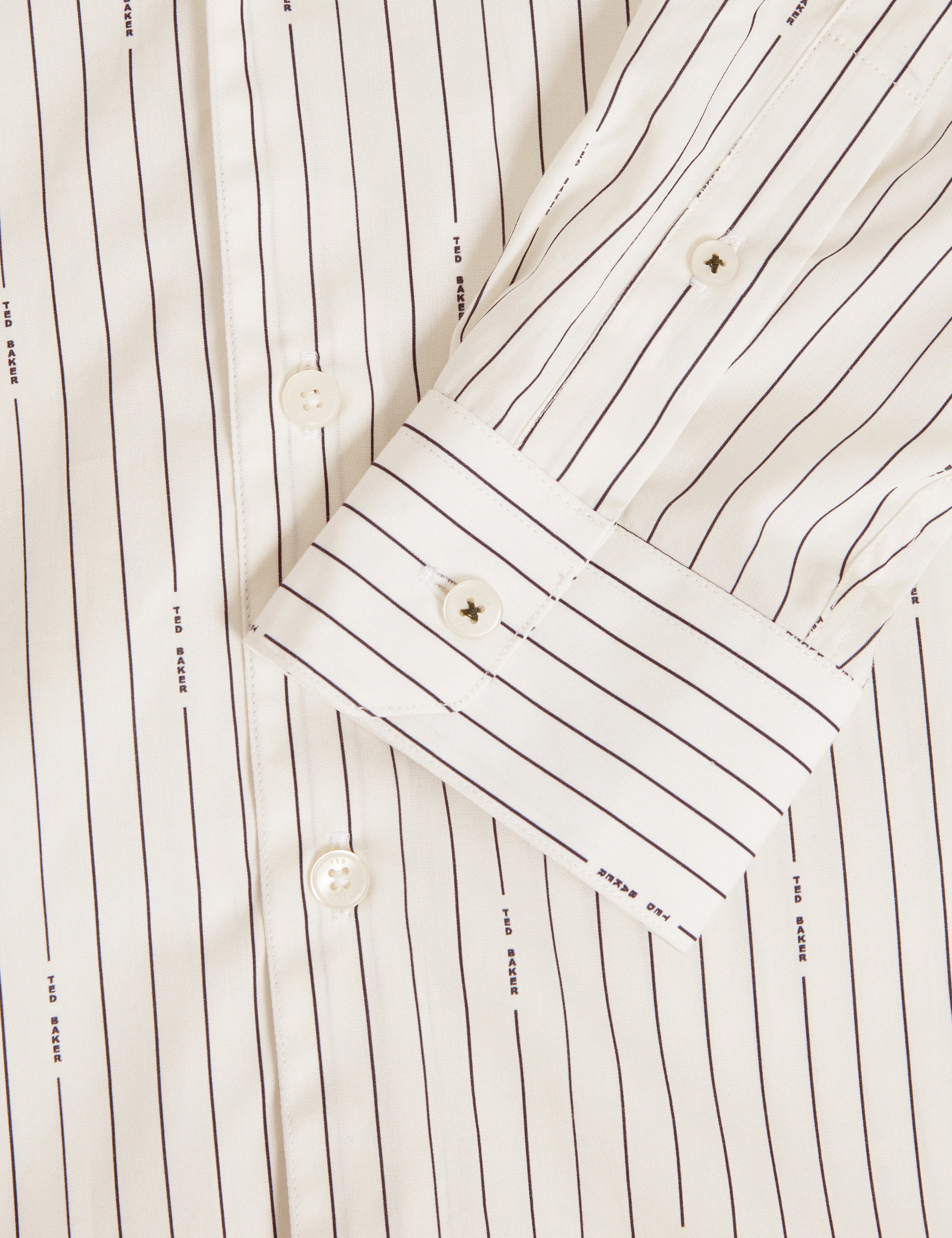 Hangent Ls Regular Fit Branded Stripe Print Shir Ecru - Image 3