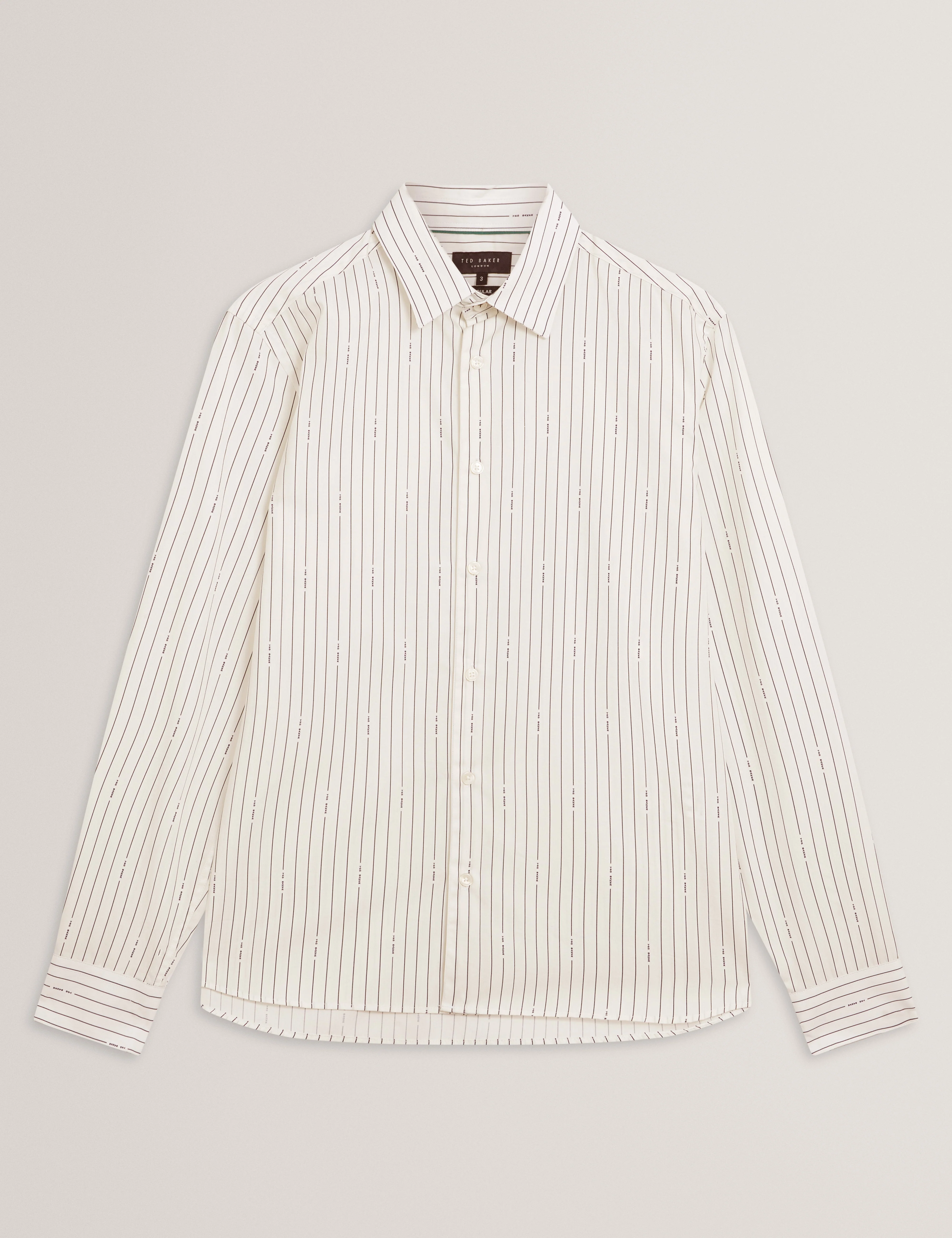 Hangent Ls Regular Fit Branded Stripe Print Shir Ecru - Image 7
