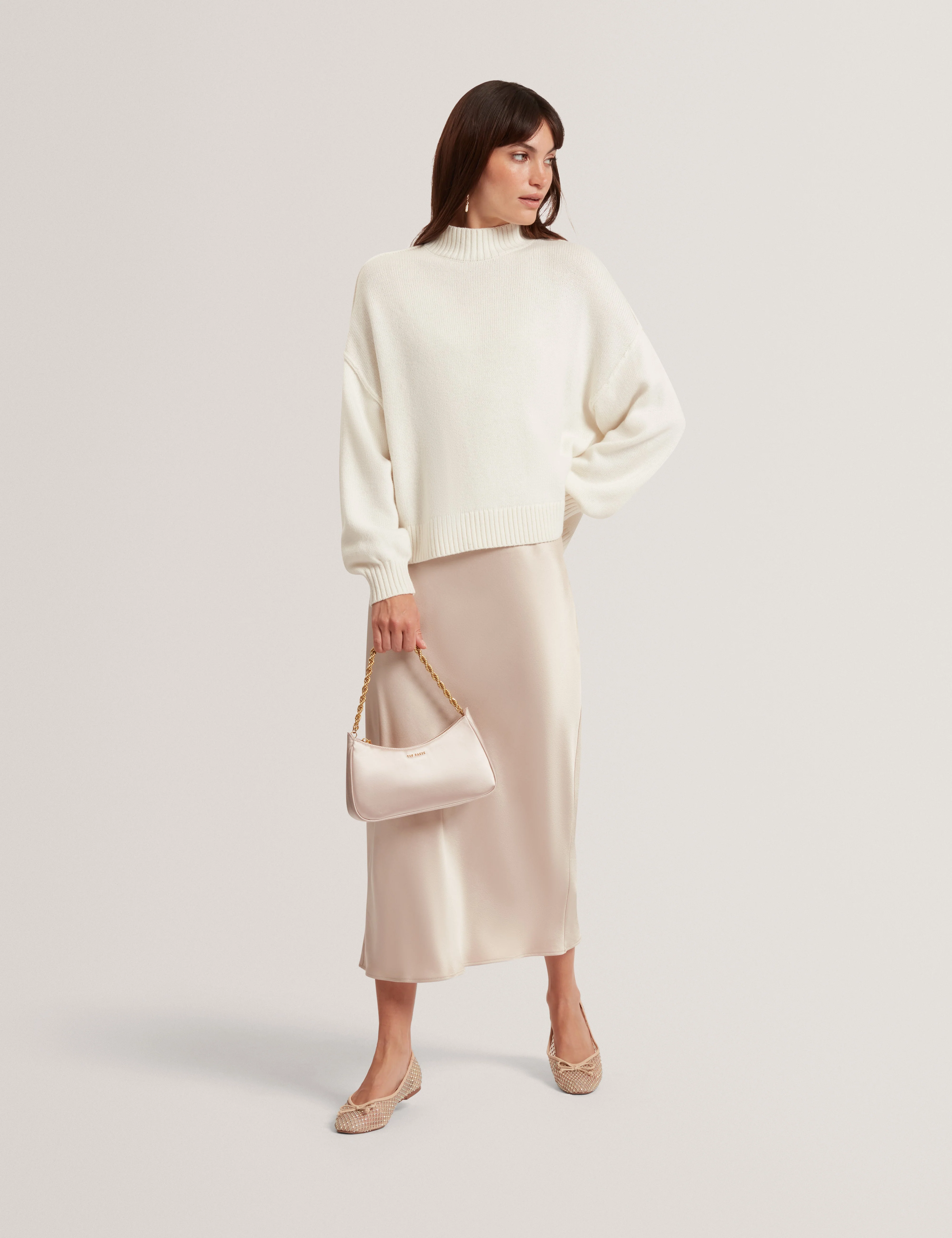 Harisa 2 In 1 Knitted Jumper With Slip Dress Natural - Image 2