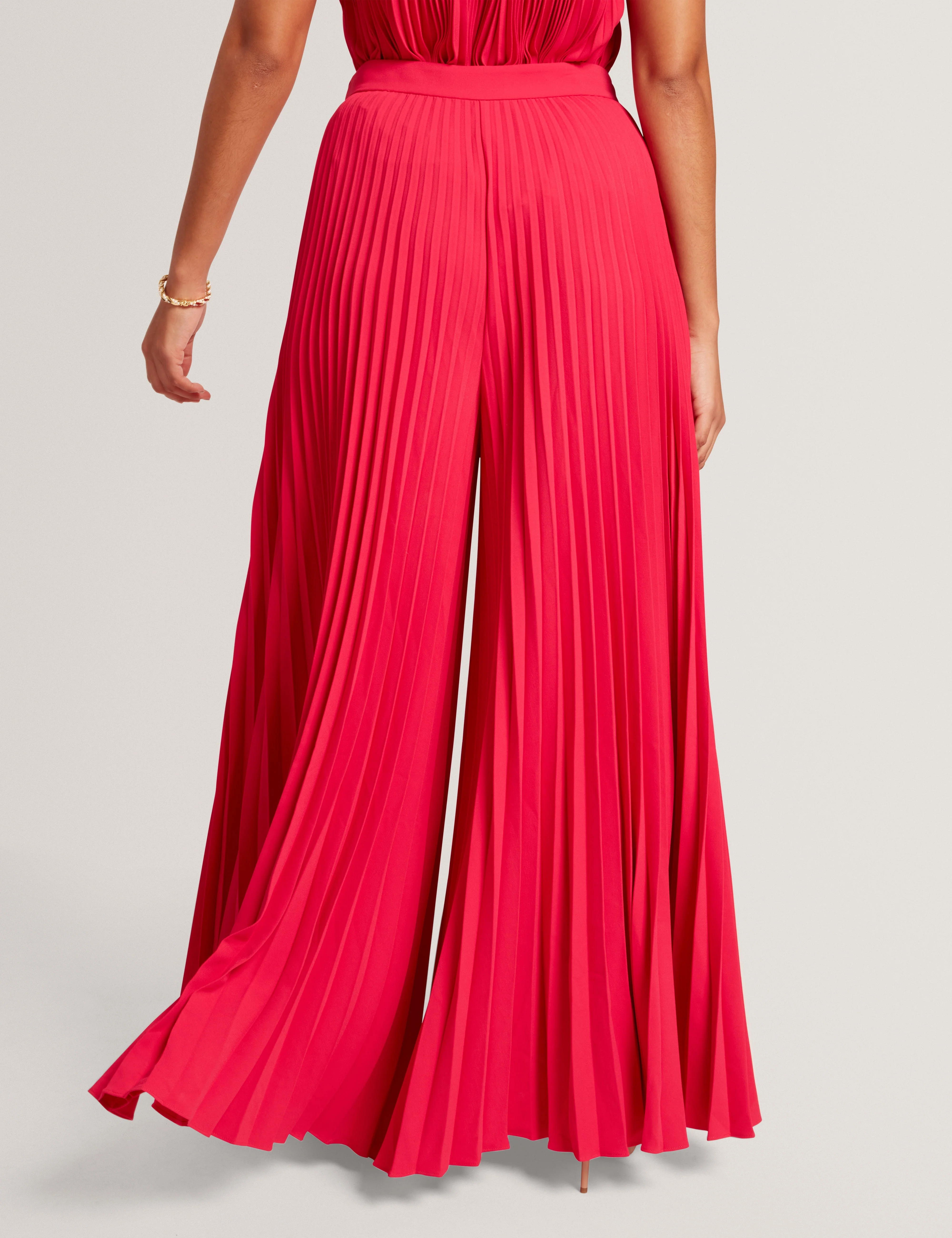 Haryx Pleated Wide Leg Crepe Trouser Fuchsia - Image 5
