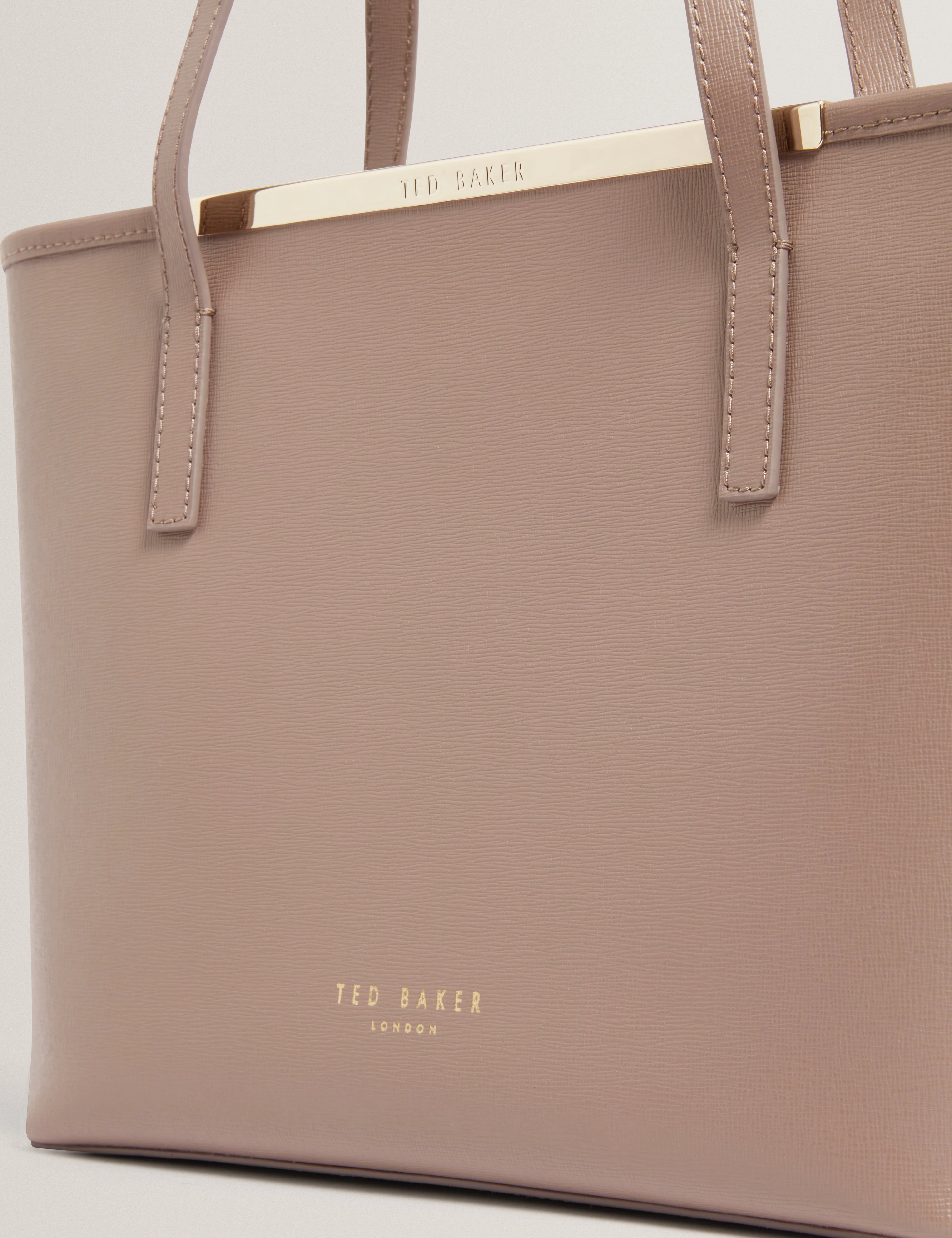 Hayleyz Saffiano Leather Small Shopper Bag Taupe - Image 2