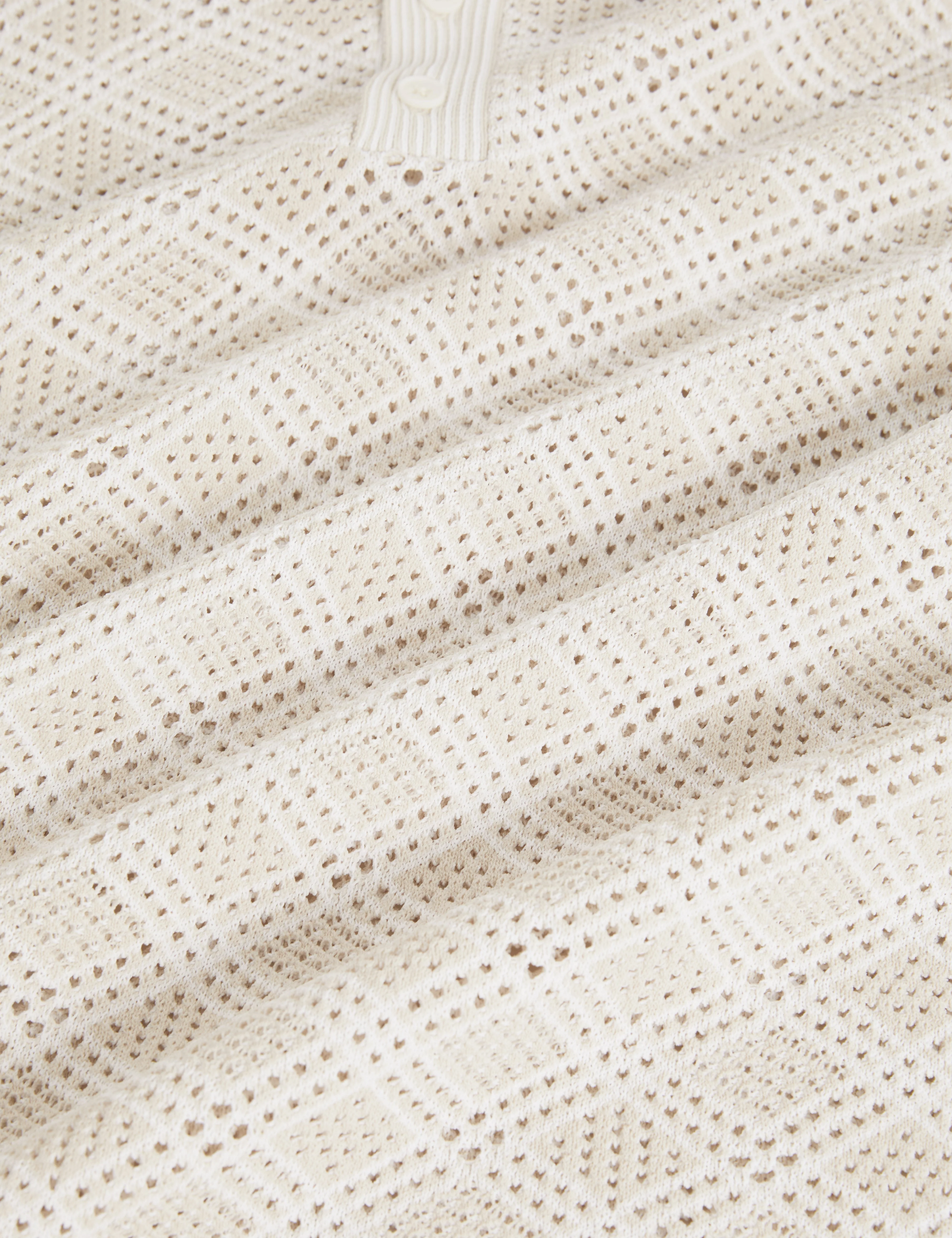 Helme Ss Geometric Stitch Polo Ecru - Image 3