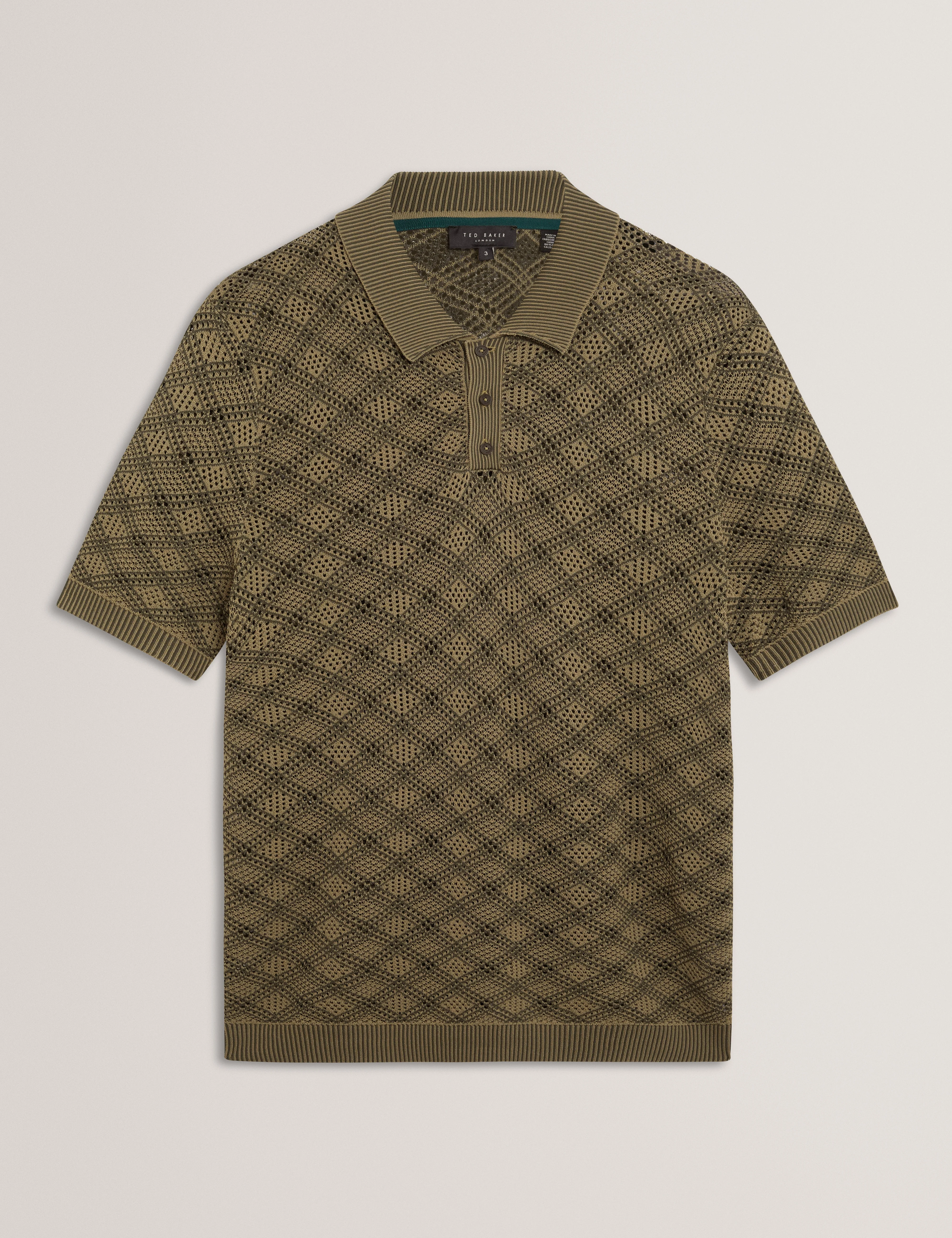 Helme Ss Geometric Stitch Polo Khaki - Image 6