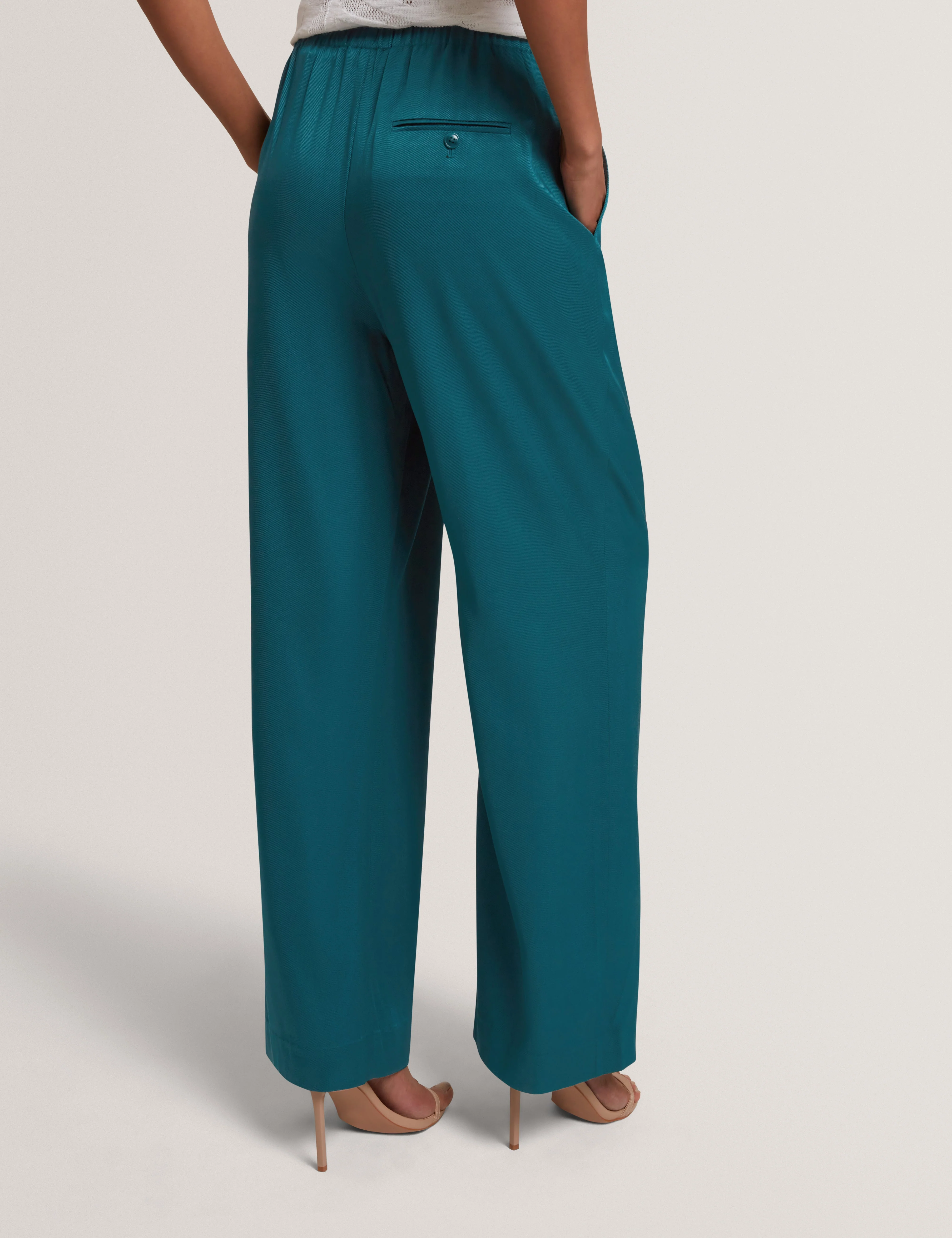 Herria Straight Leg Elastic Back Trouser Teal-Blue - Image 5