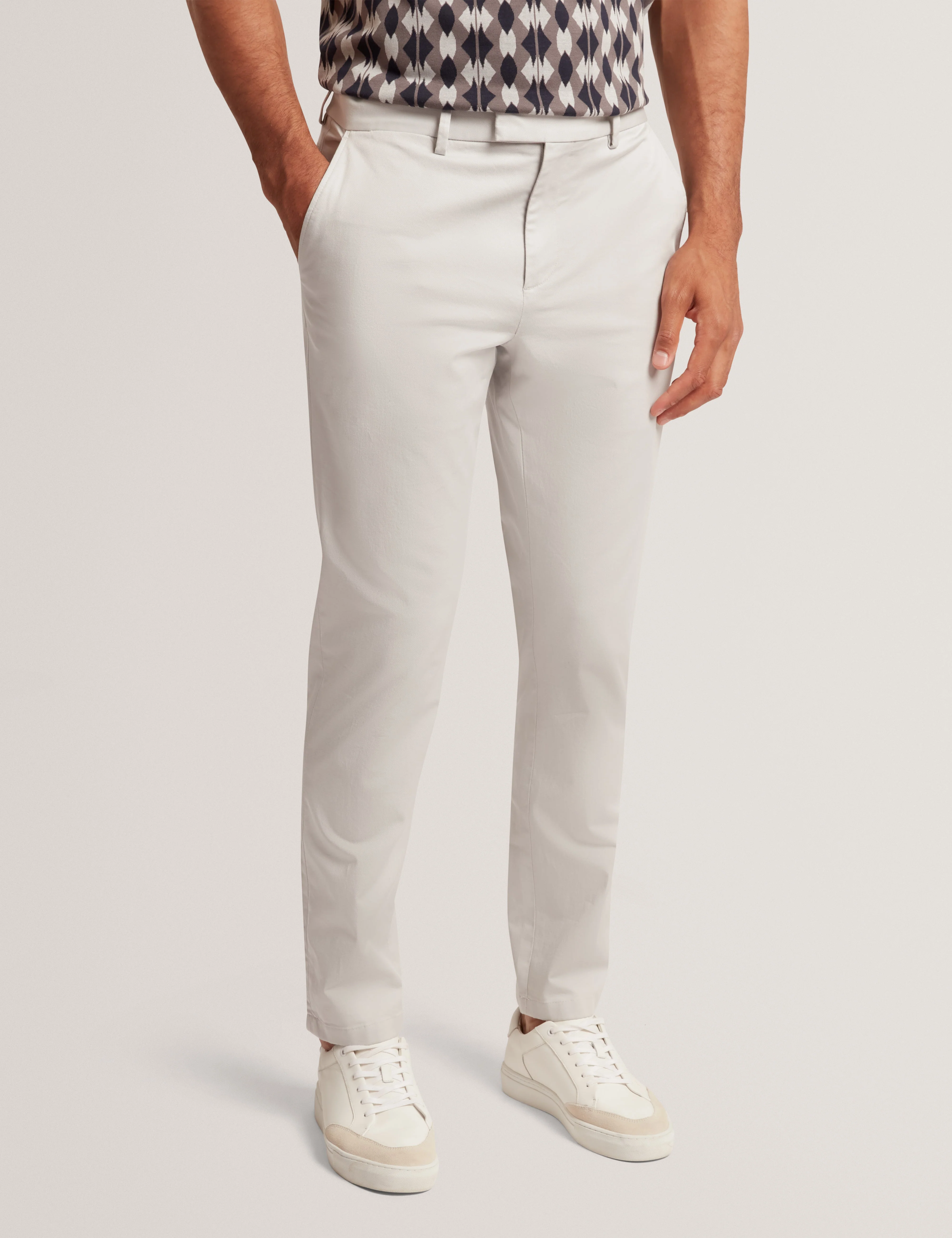 Howeton Slim Stretch Chino Lt-Grey