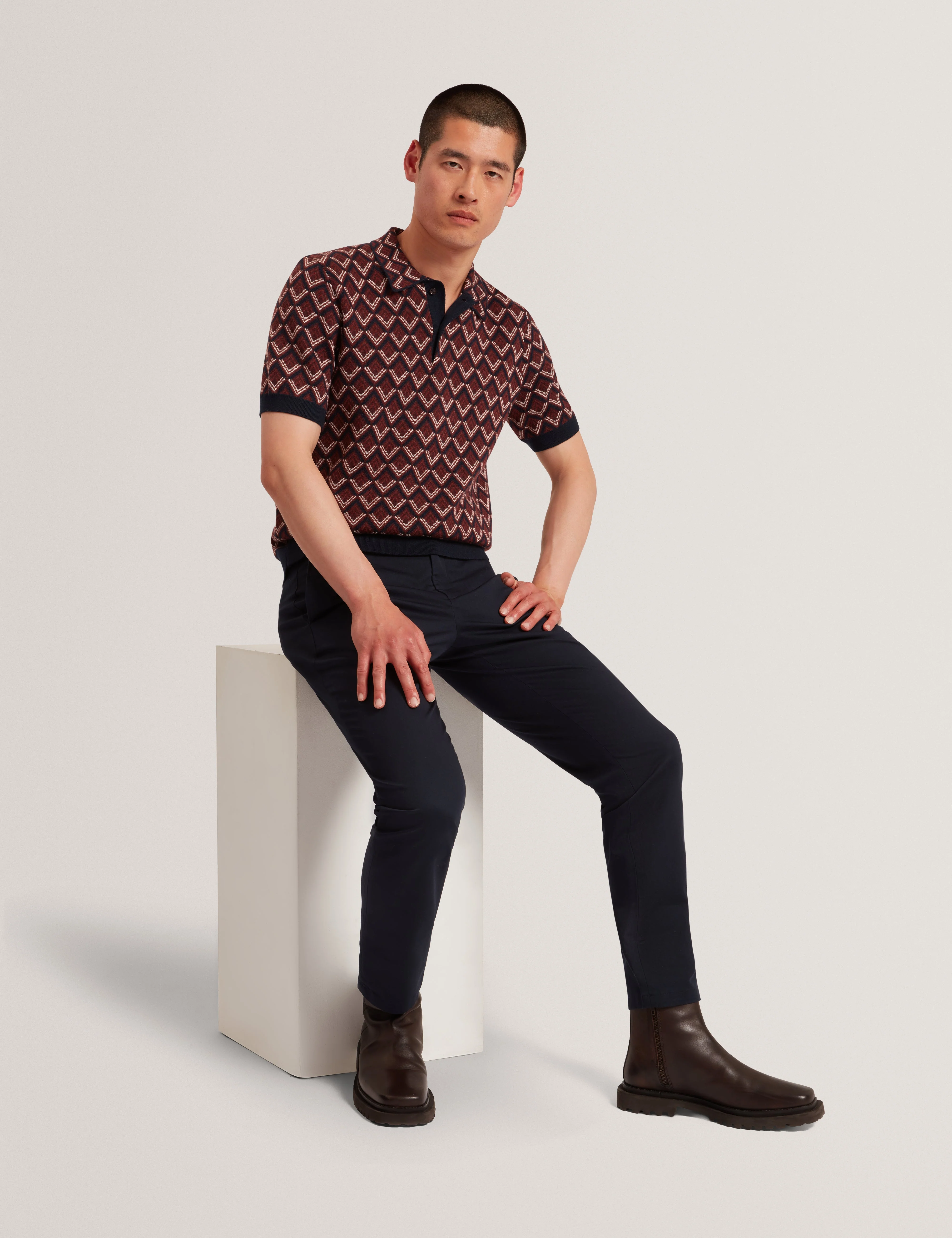 Howeton Slim Stretch Chino Navy - Image 6