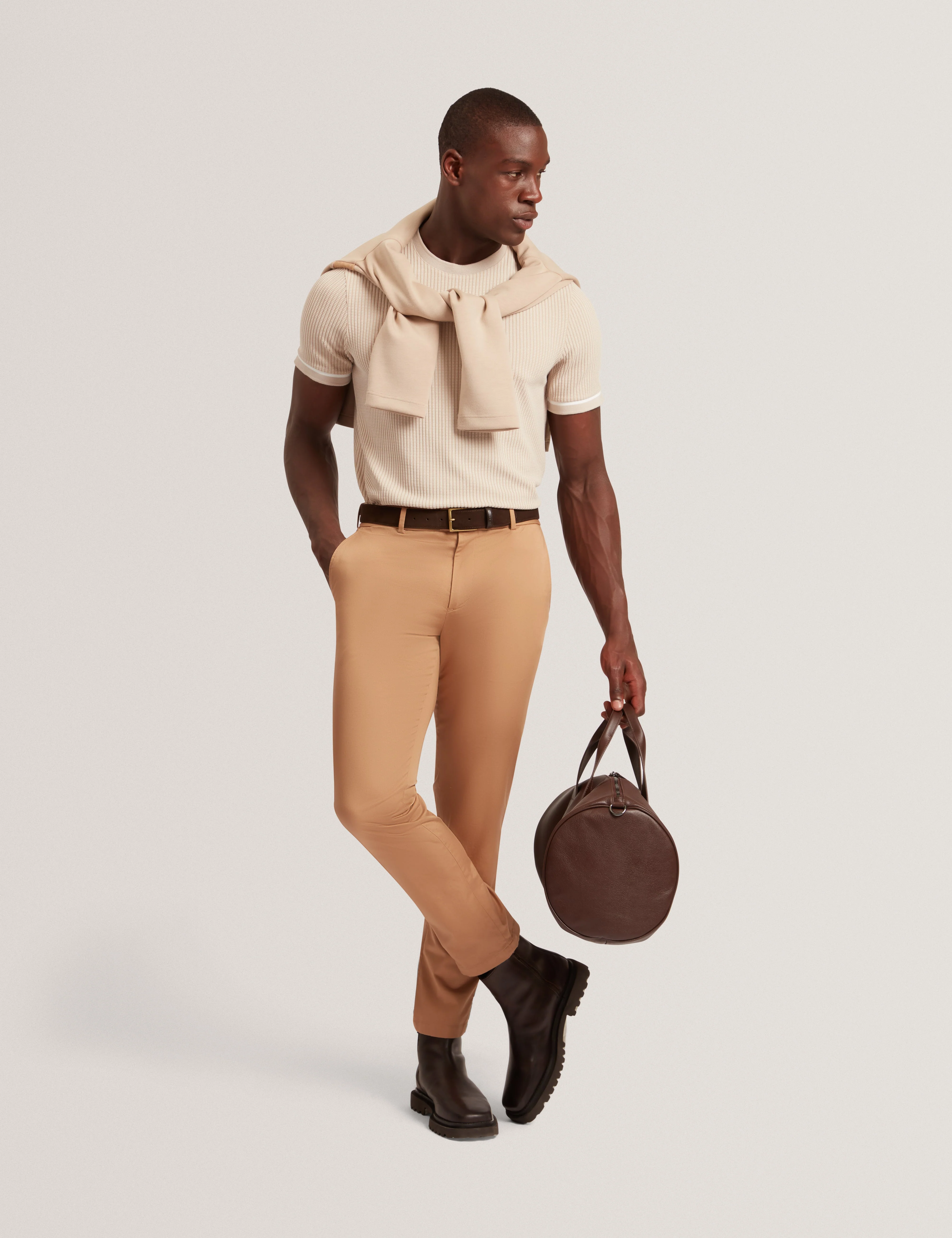 Howeton Slim Stretch Chino Tan - Image 2