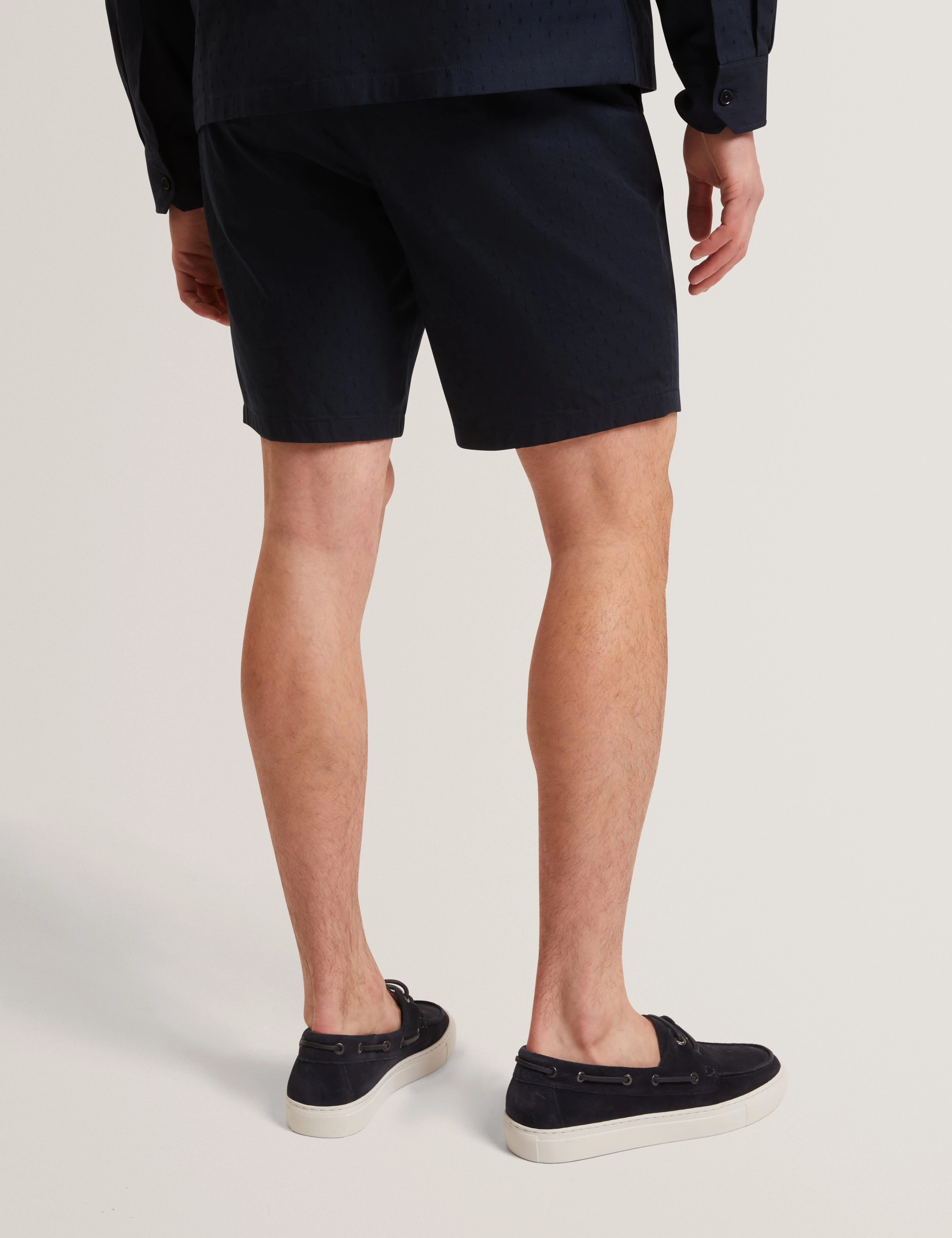 Illario Slim Textured Chino Short Navy