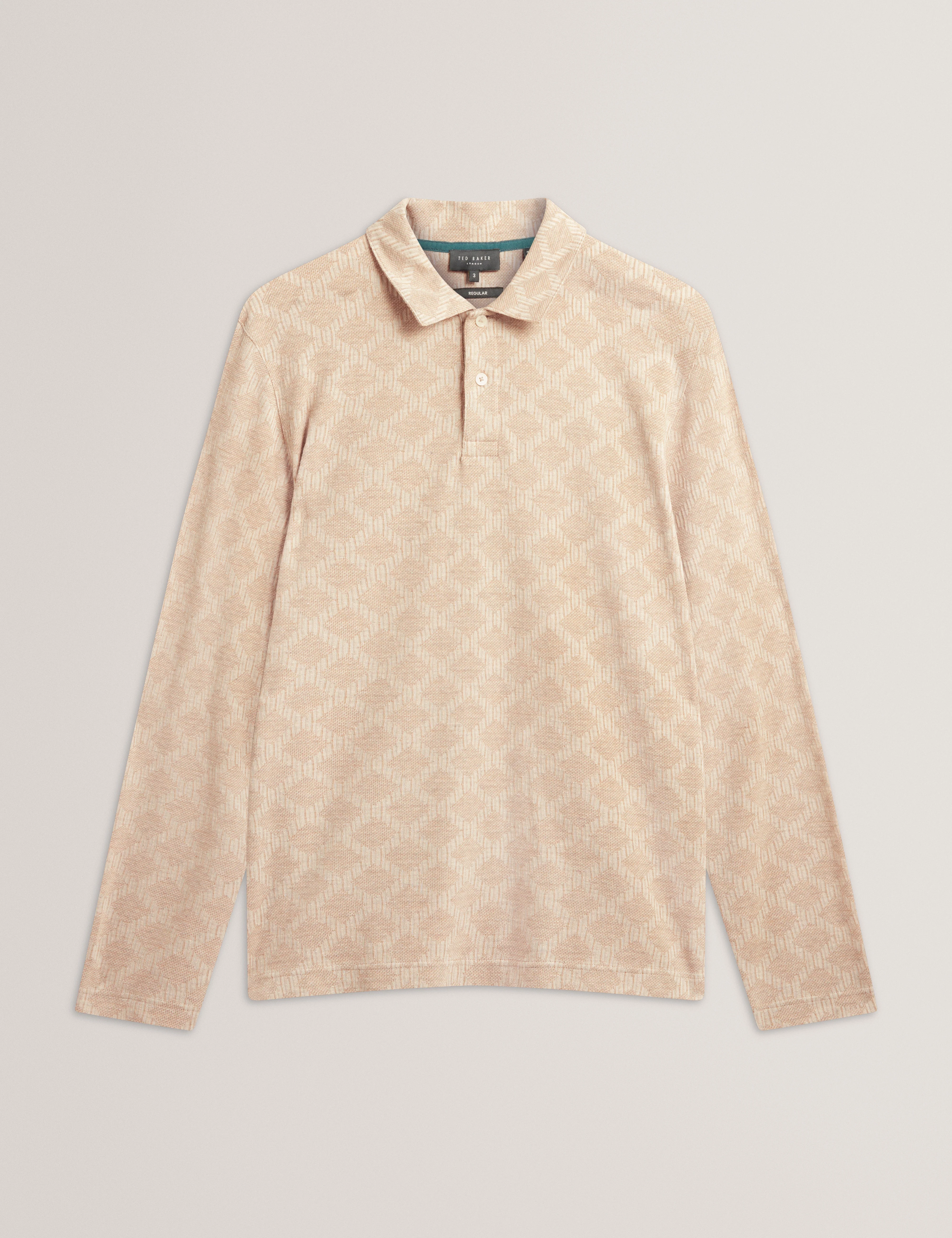 Imlad Ls Diamond Jacquard Polo Taupe - Image 7