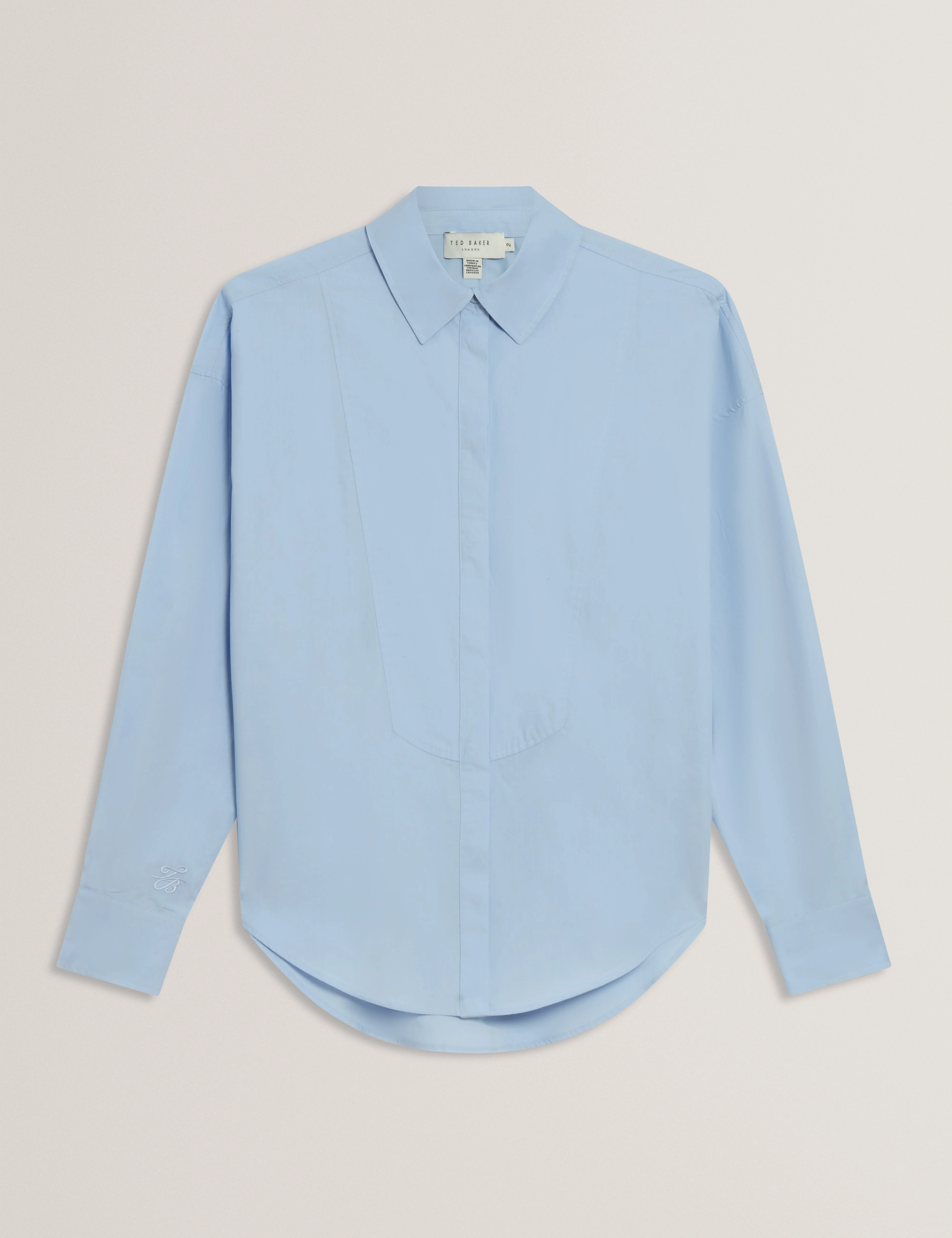Izote Oversized Drop Shoulder Bib Detail Shirt Lt-Blue - Image 6