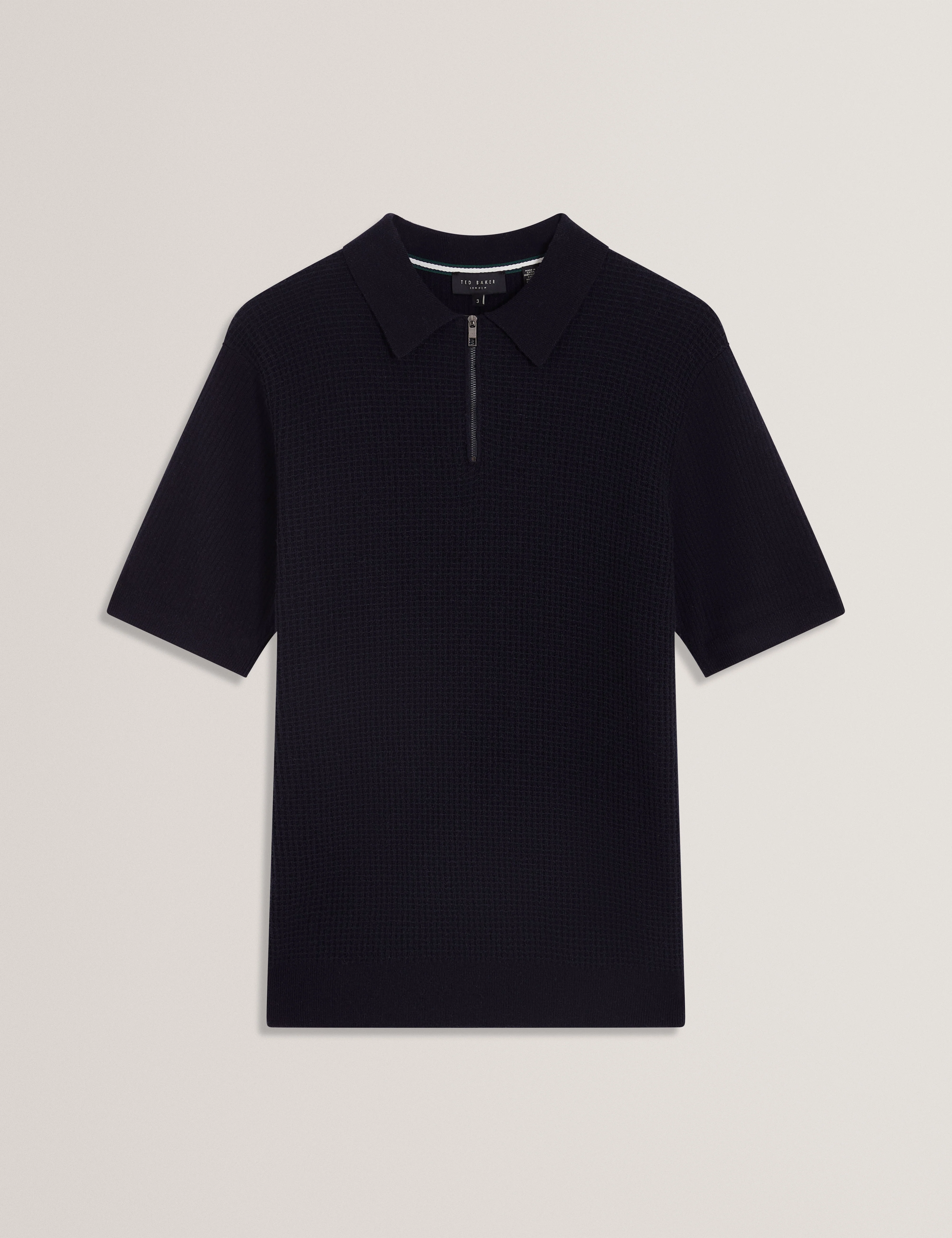 Jaylon Ss Waffle Stitch Polo Navy