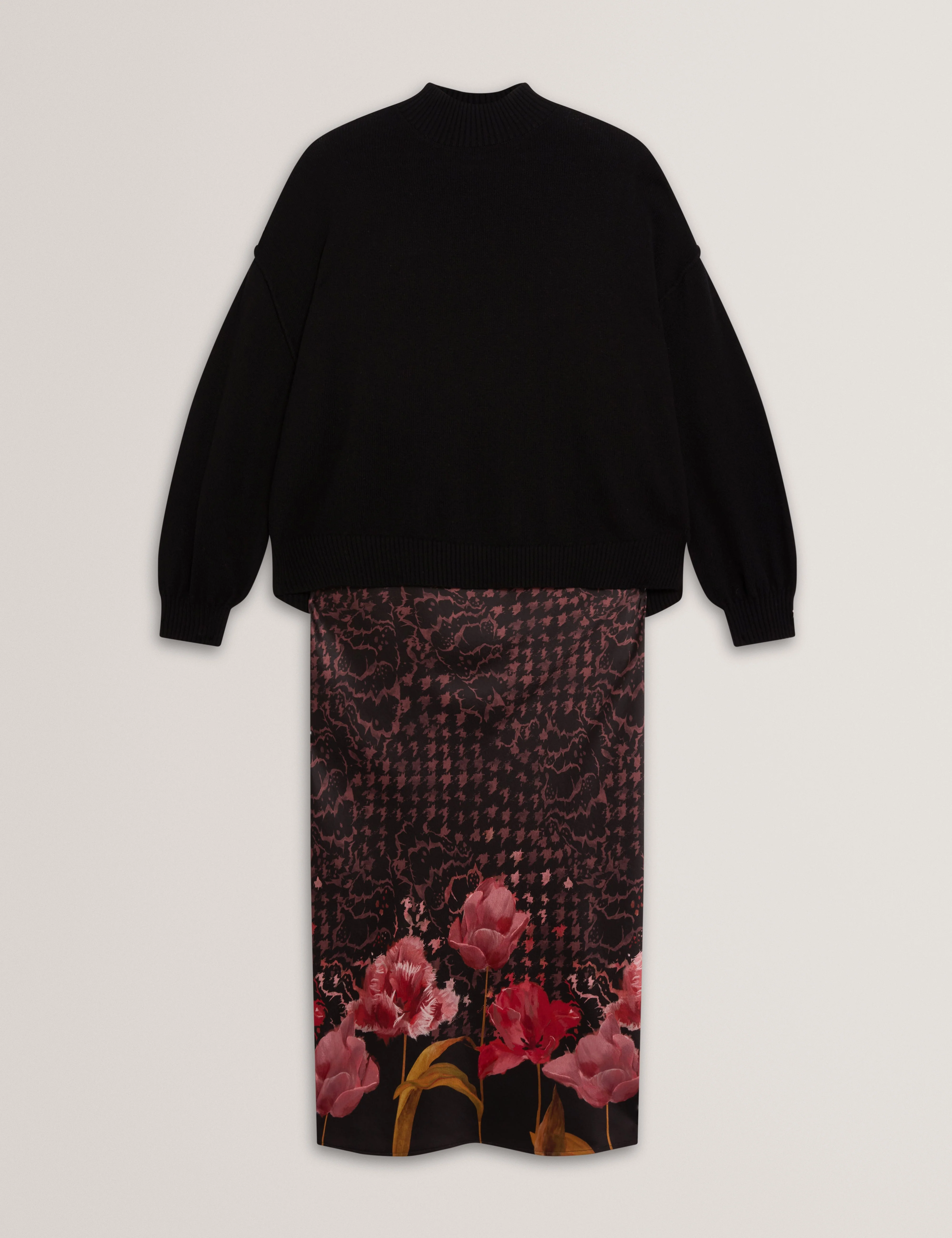 Kaatyy Knitted Jumper With Printed Slip Dress Black - Image 7