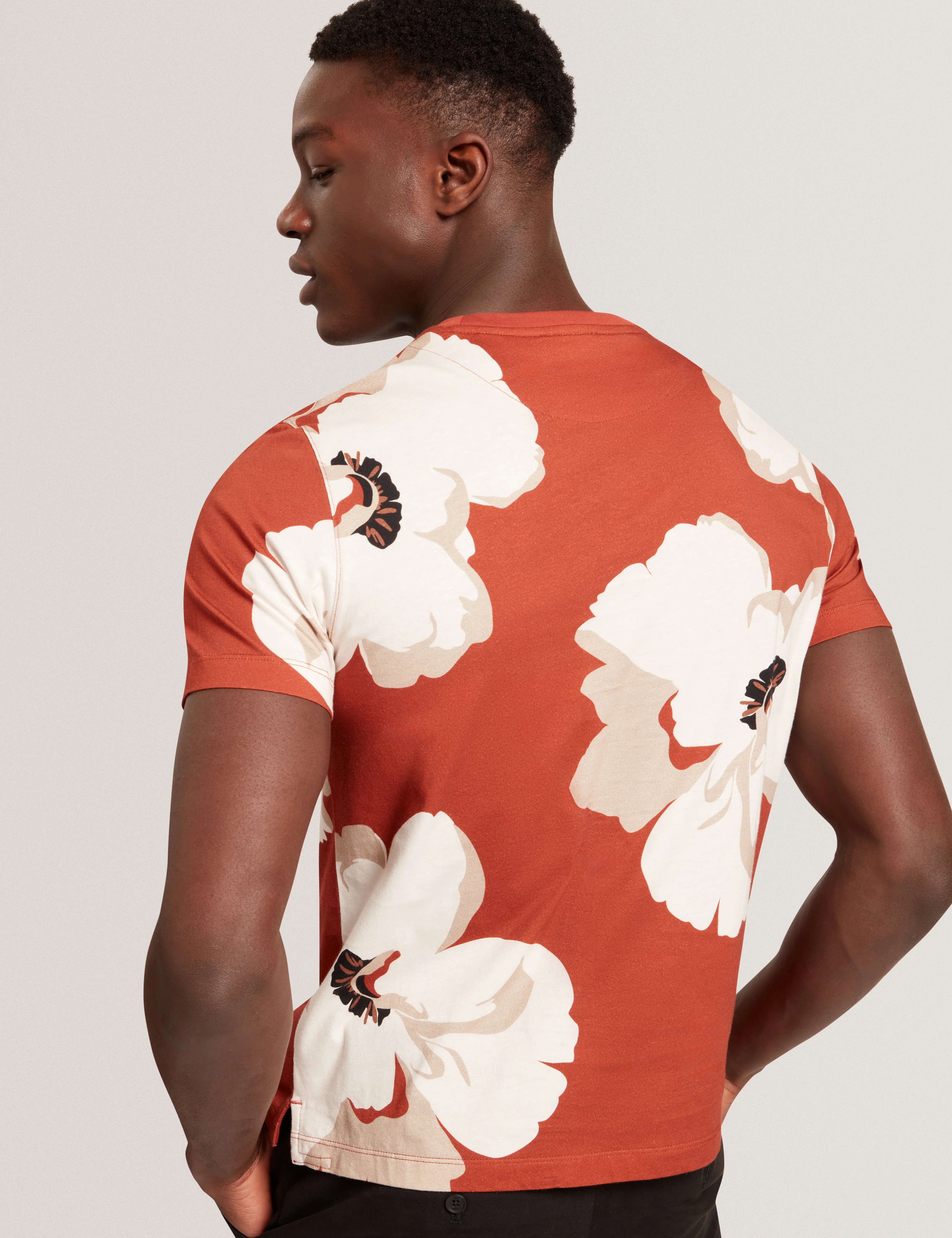 Kathan Short Sleeve Floral Print T Shirt Dk-Orange - Image 5