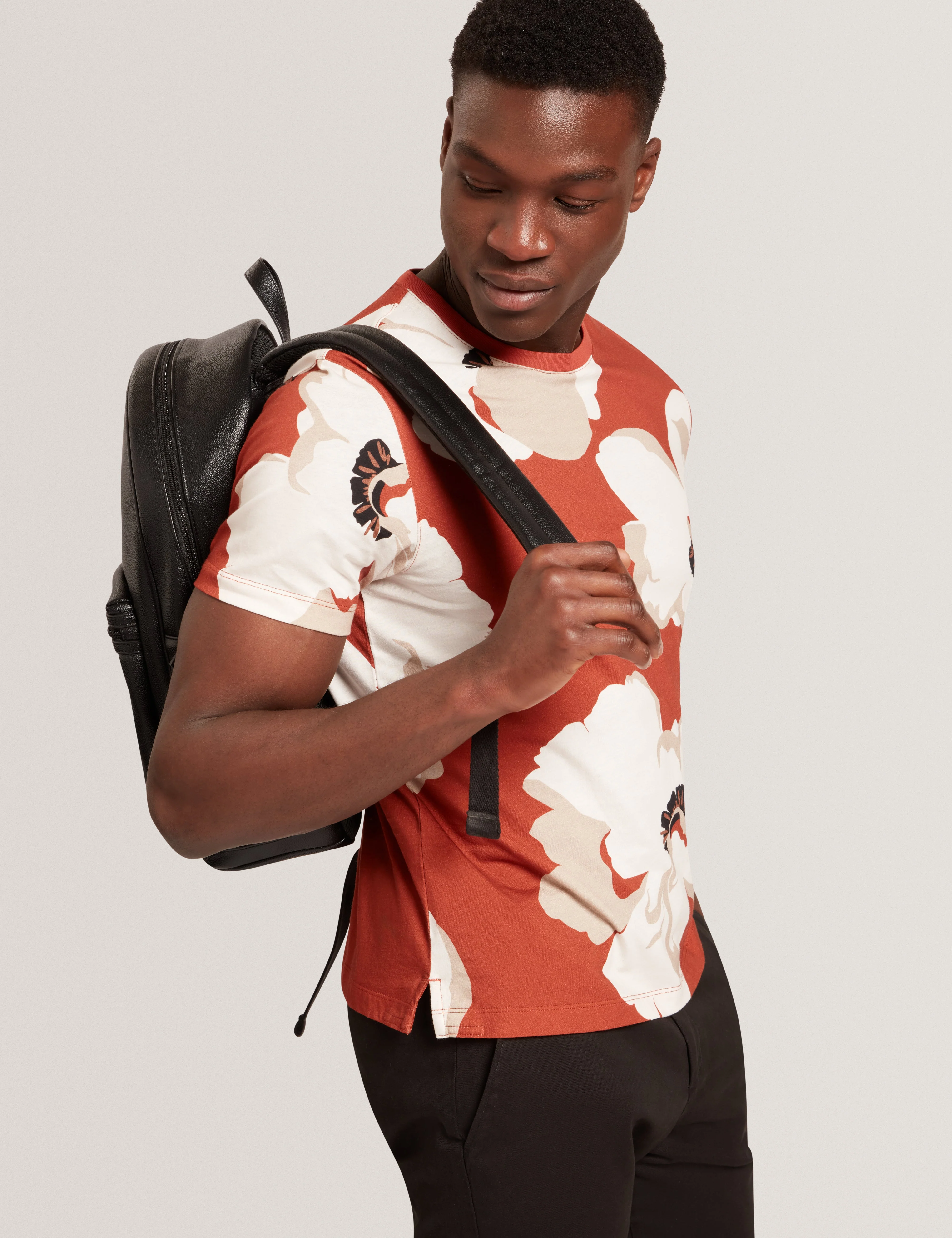 Kathan Short Sleeve Floral Print T Shirt Dk-Orange - Image 6