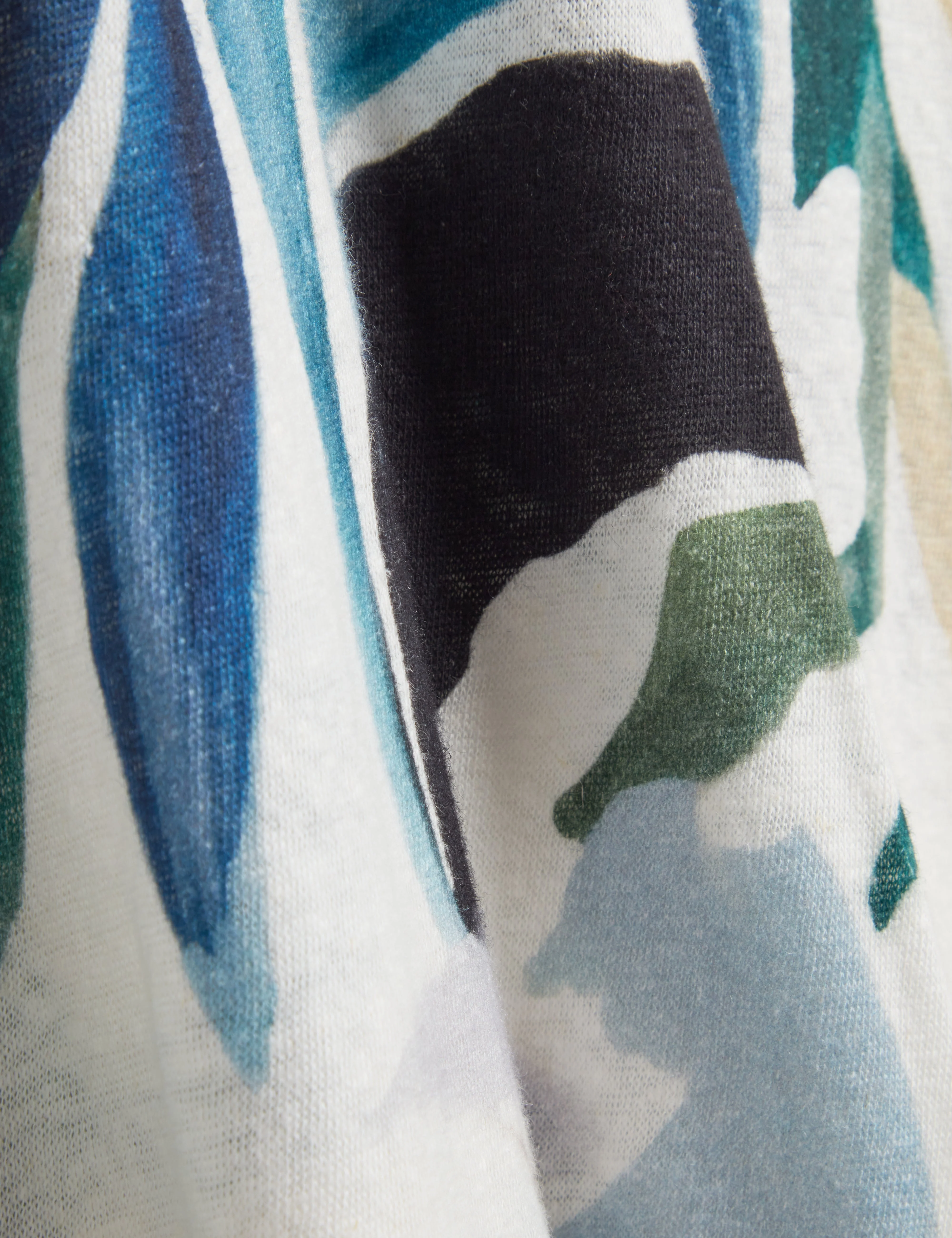 Kcarole Linen Blend Printed Boxy Tee Ivory - Image 7