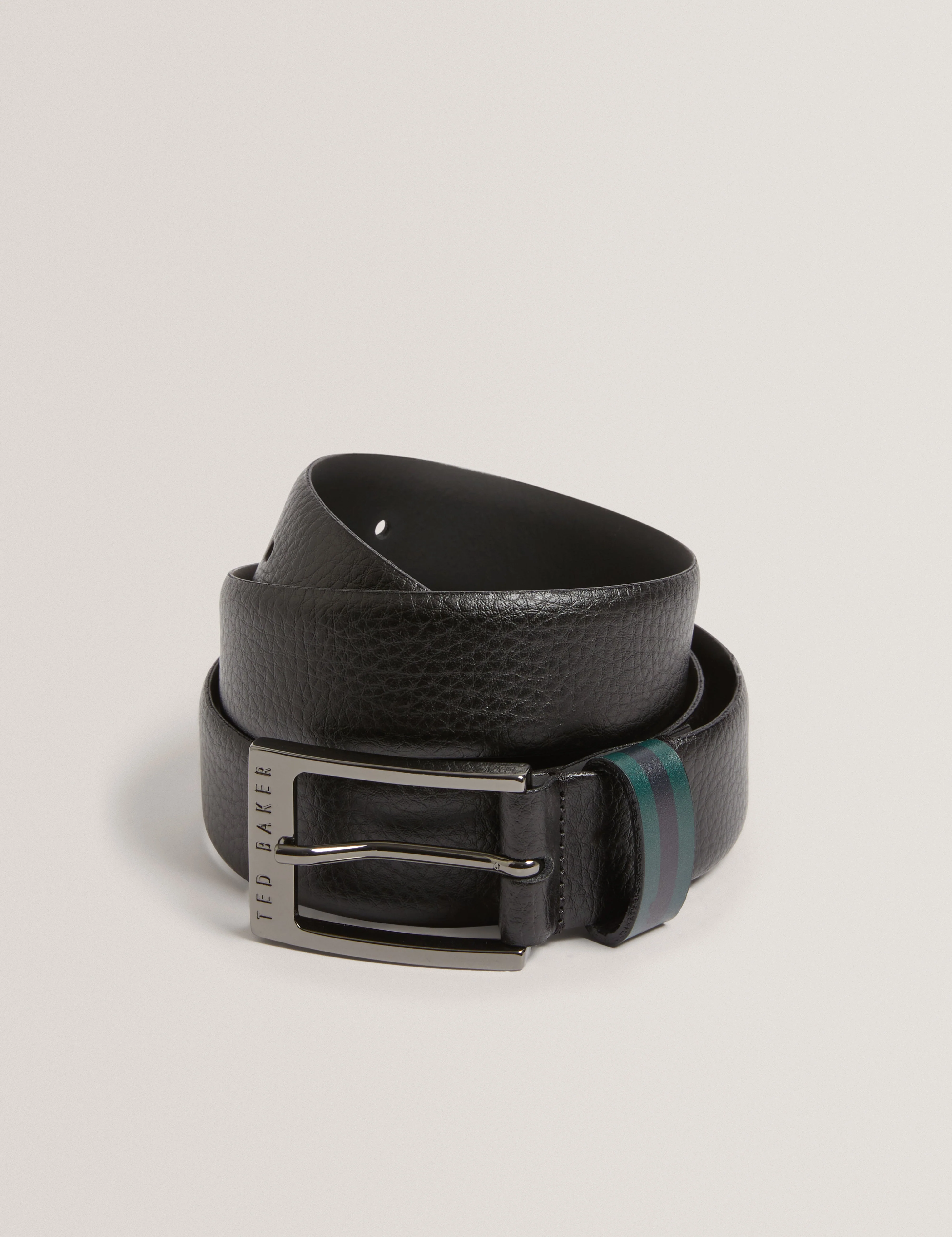 Kendon Stripe Leather Belt Black - Image 3