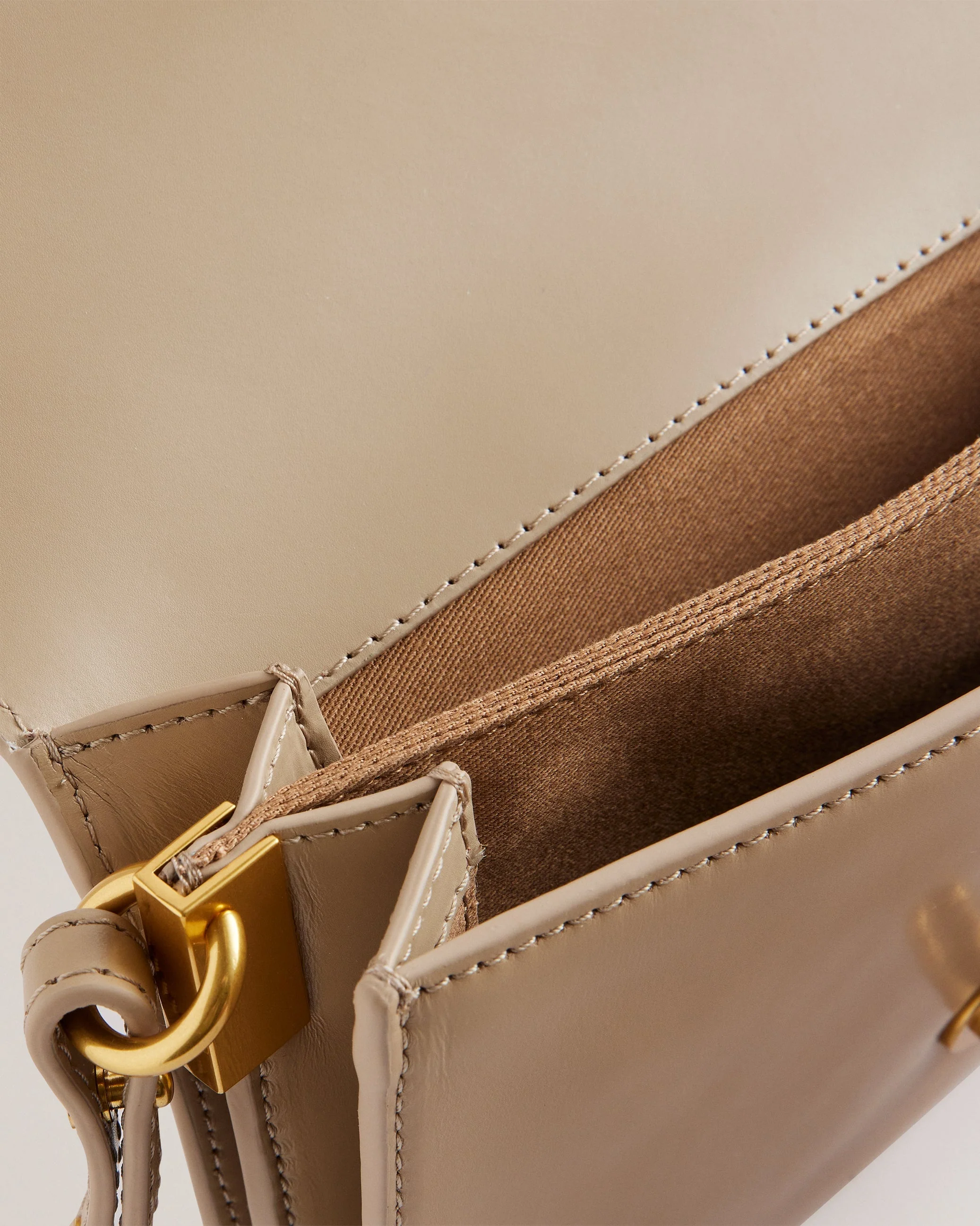 Kkaysa Polished Small Leather Crossbody Bag Taupe - Image 5
