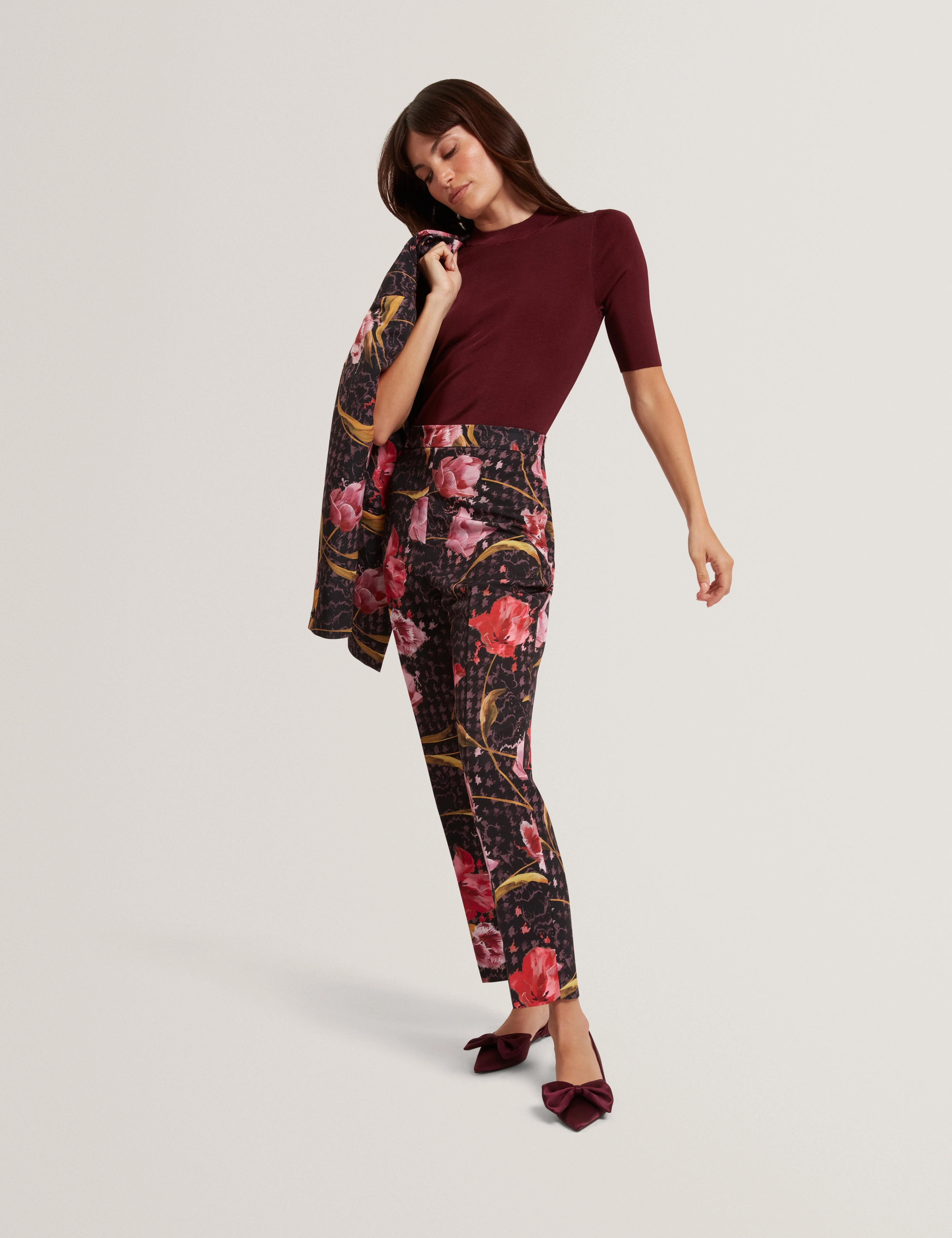 Kwarit Tailored Printed Slim Leg Trouser Black - Image 6