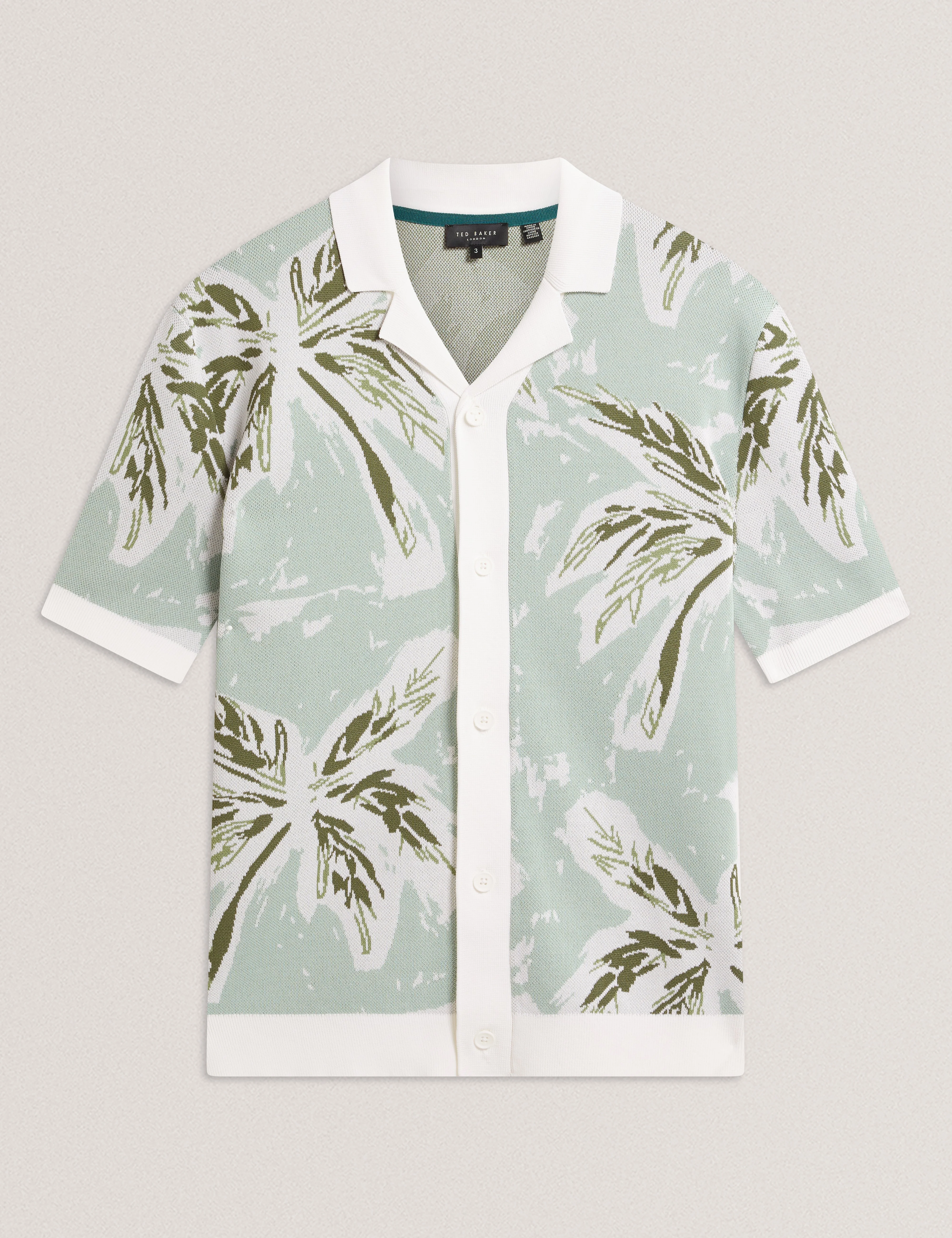 Kyes Short Sleeve Knitted Leaf Shirt Lt-Green