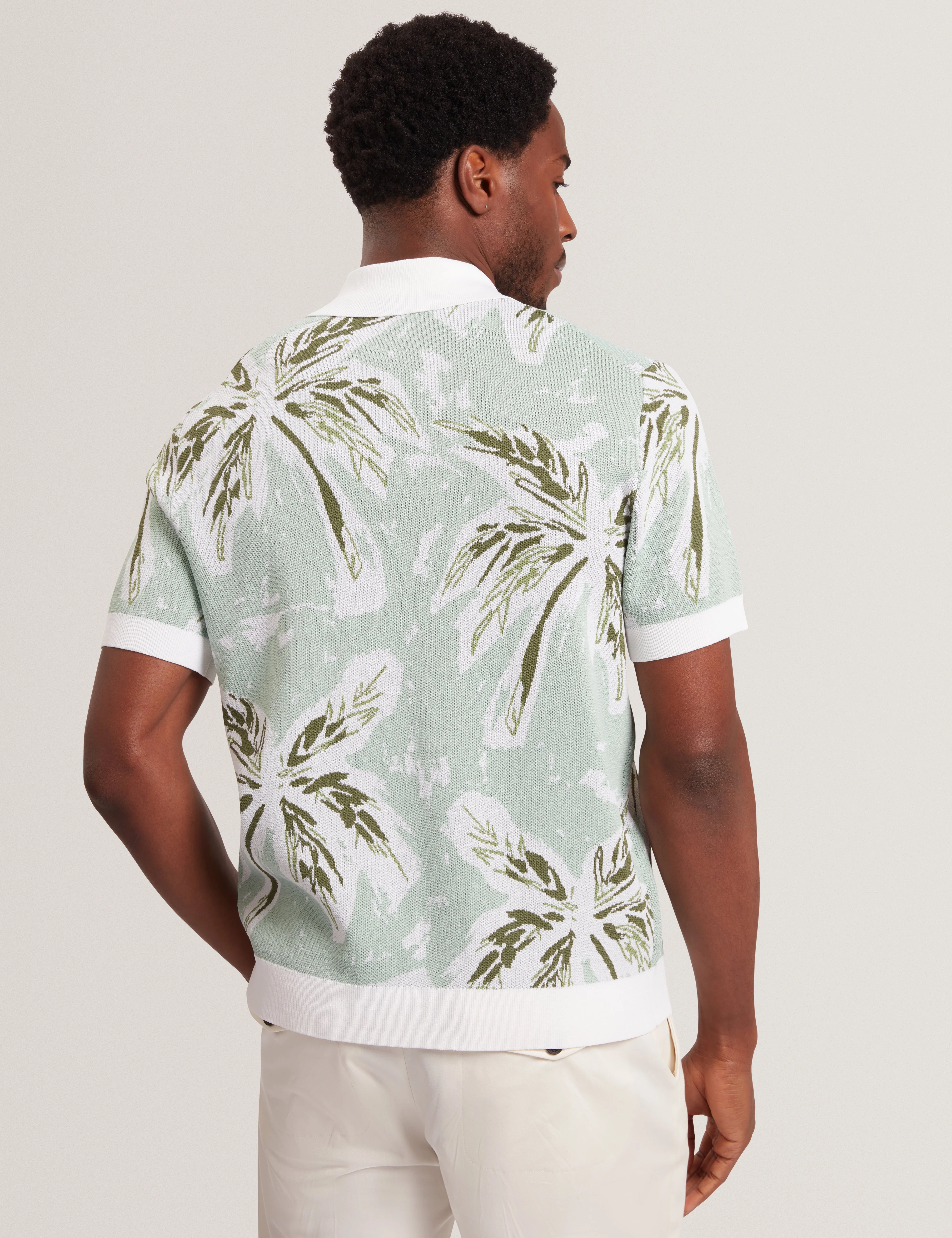Kyes Short Sleeve Knitted Leaf Shirt Lt-Green - Image 6