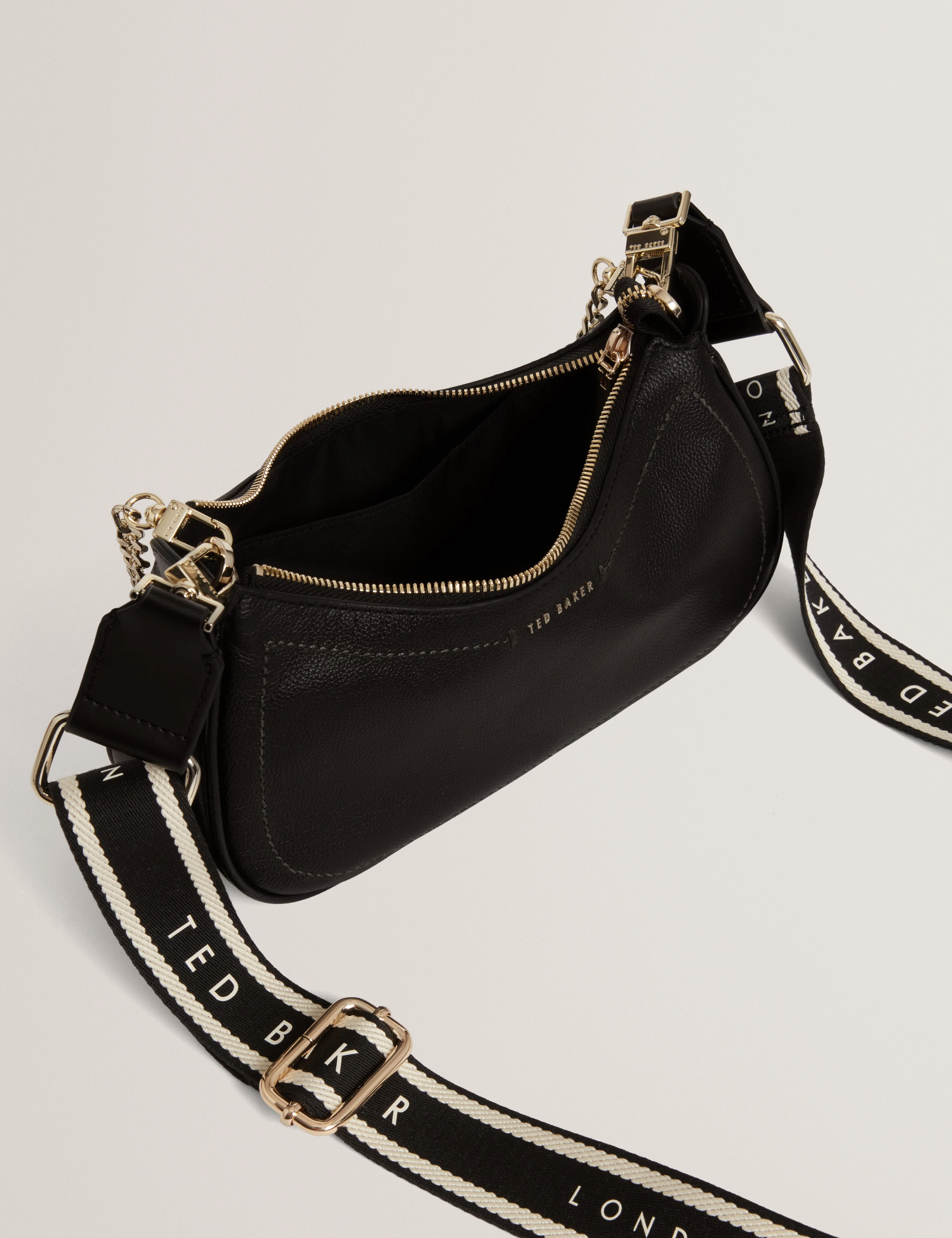 Laarna Webbing Small Leather Shoulder Bag Black - Image 5