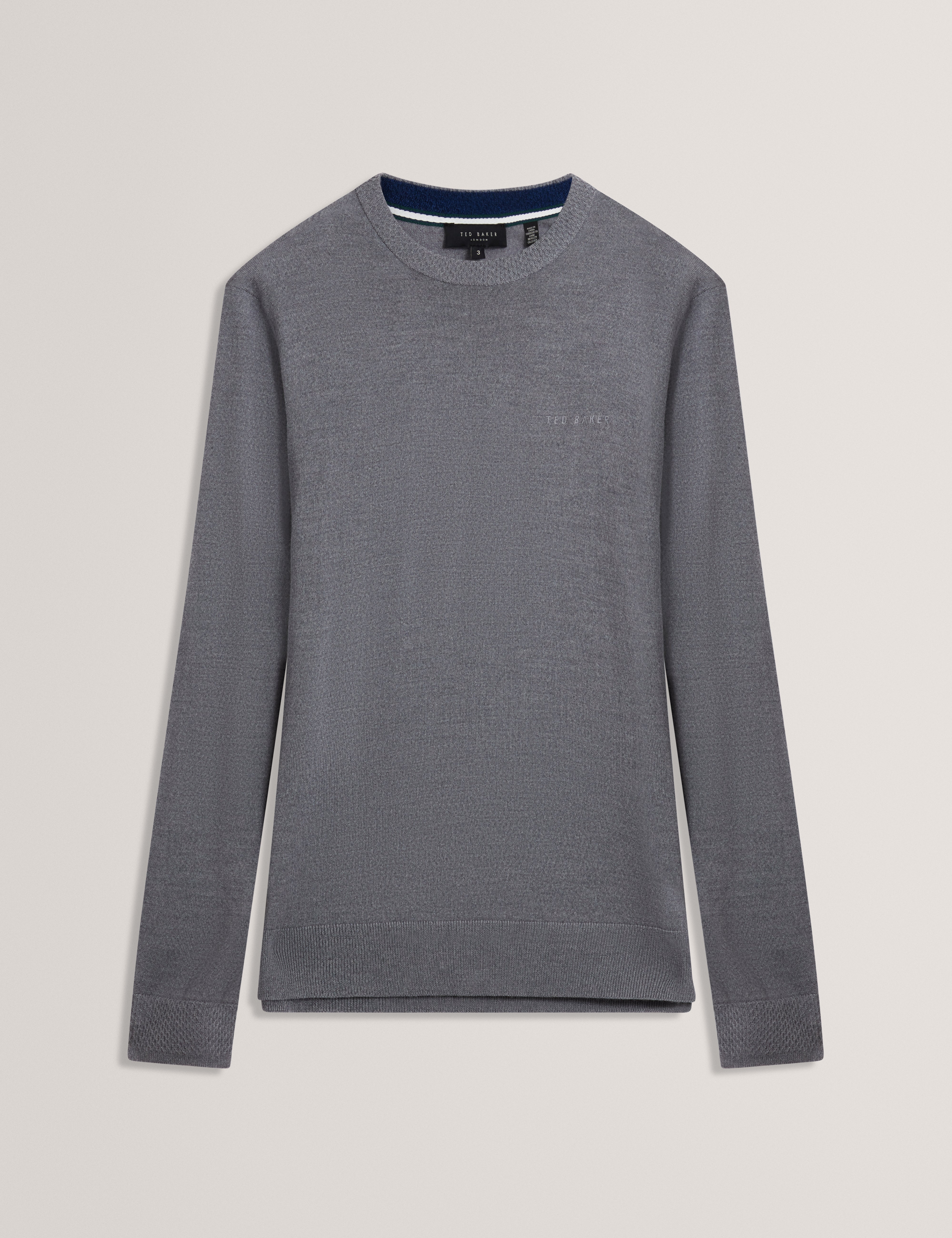 Laurnce Branded Merino Crew Neck Jumper Mid-Grey - Image 7