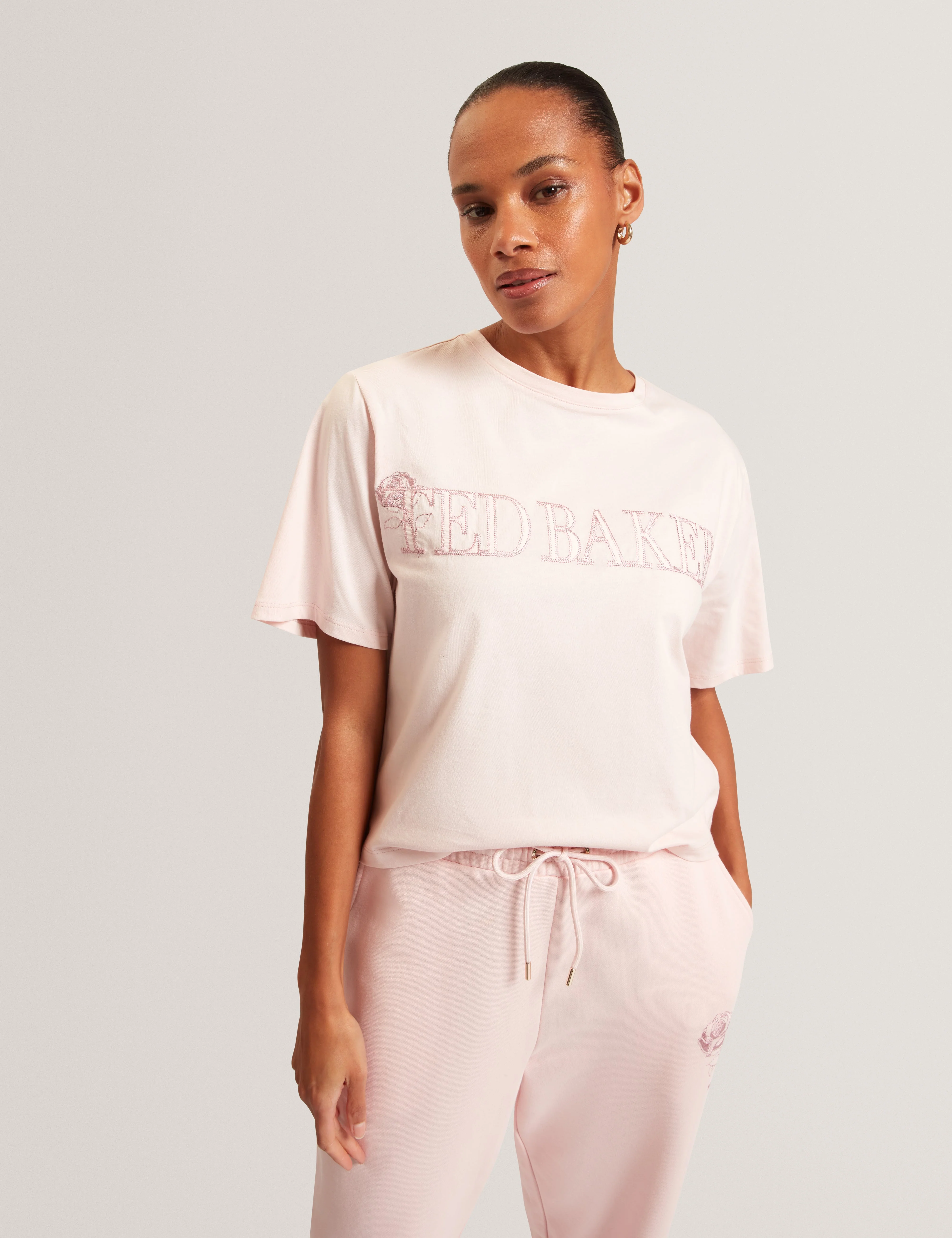 Lavende Ted Baker Branded Boxy T-Shirt Pink