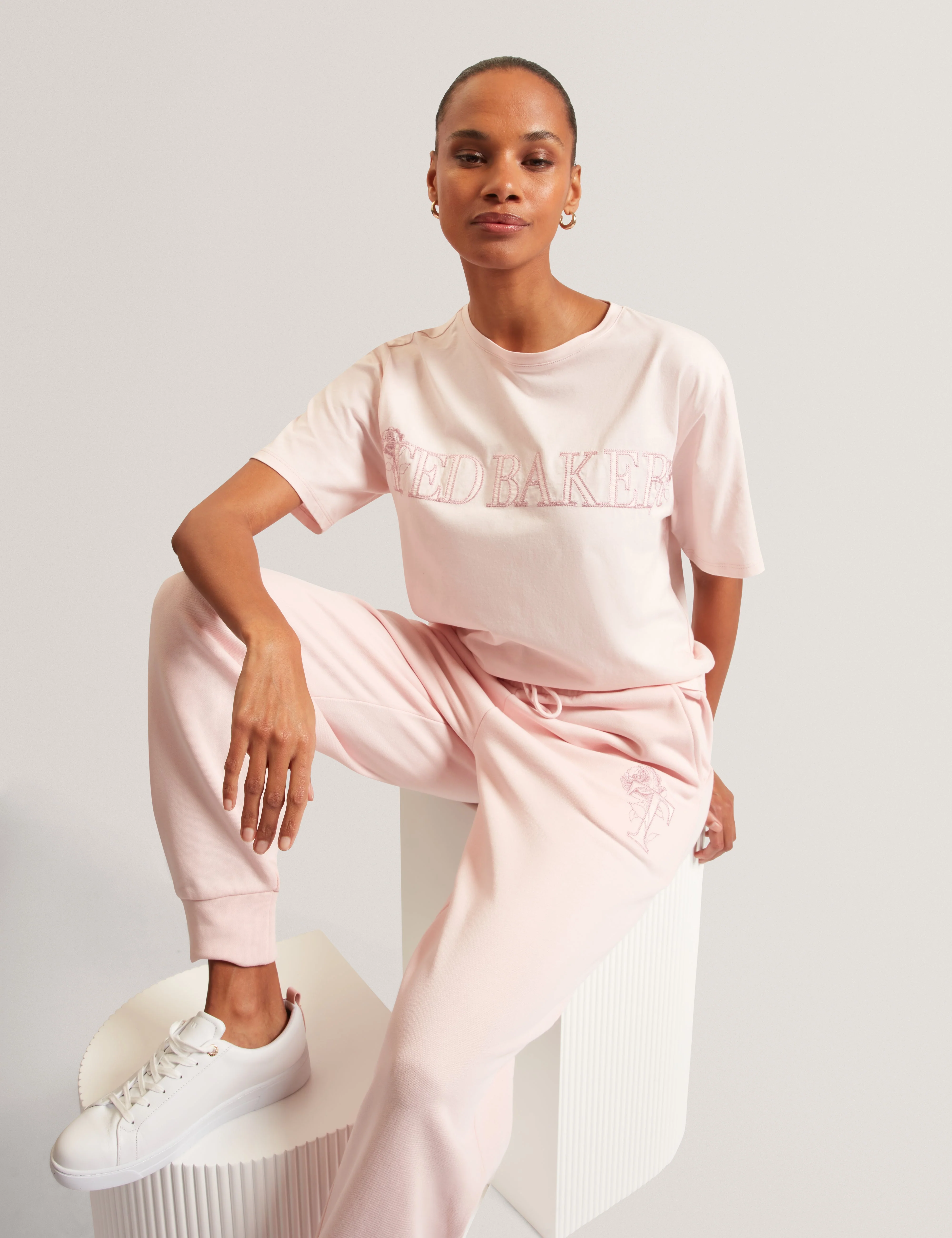 Lavende Ted Baker Branded Boxy T-Shirt Pink - Image 6