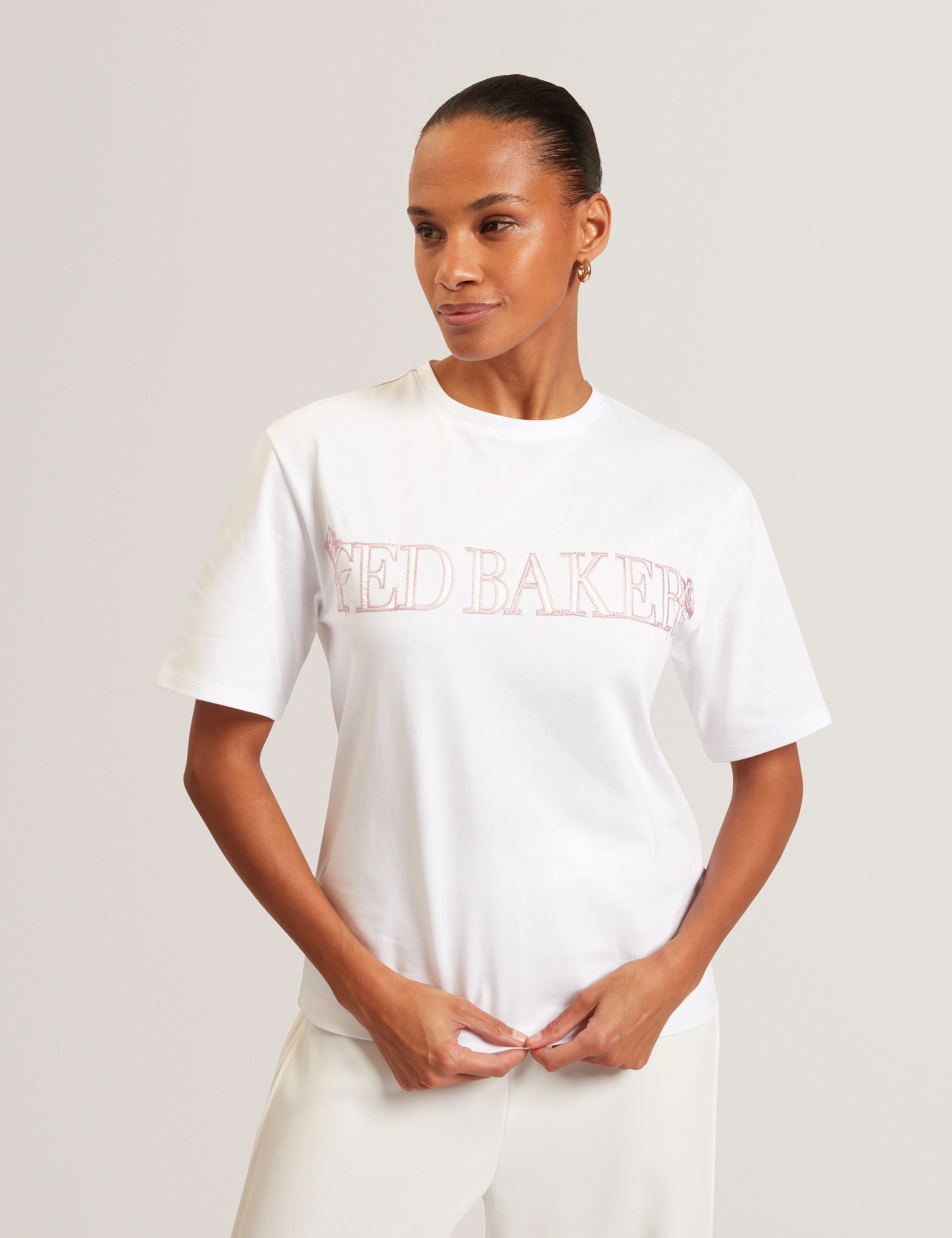 Lavende Ted Baker Branded Boxy T-Shirt White