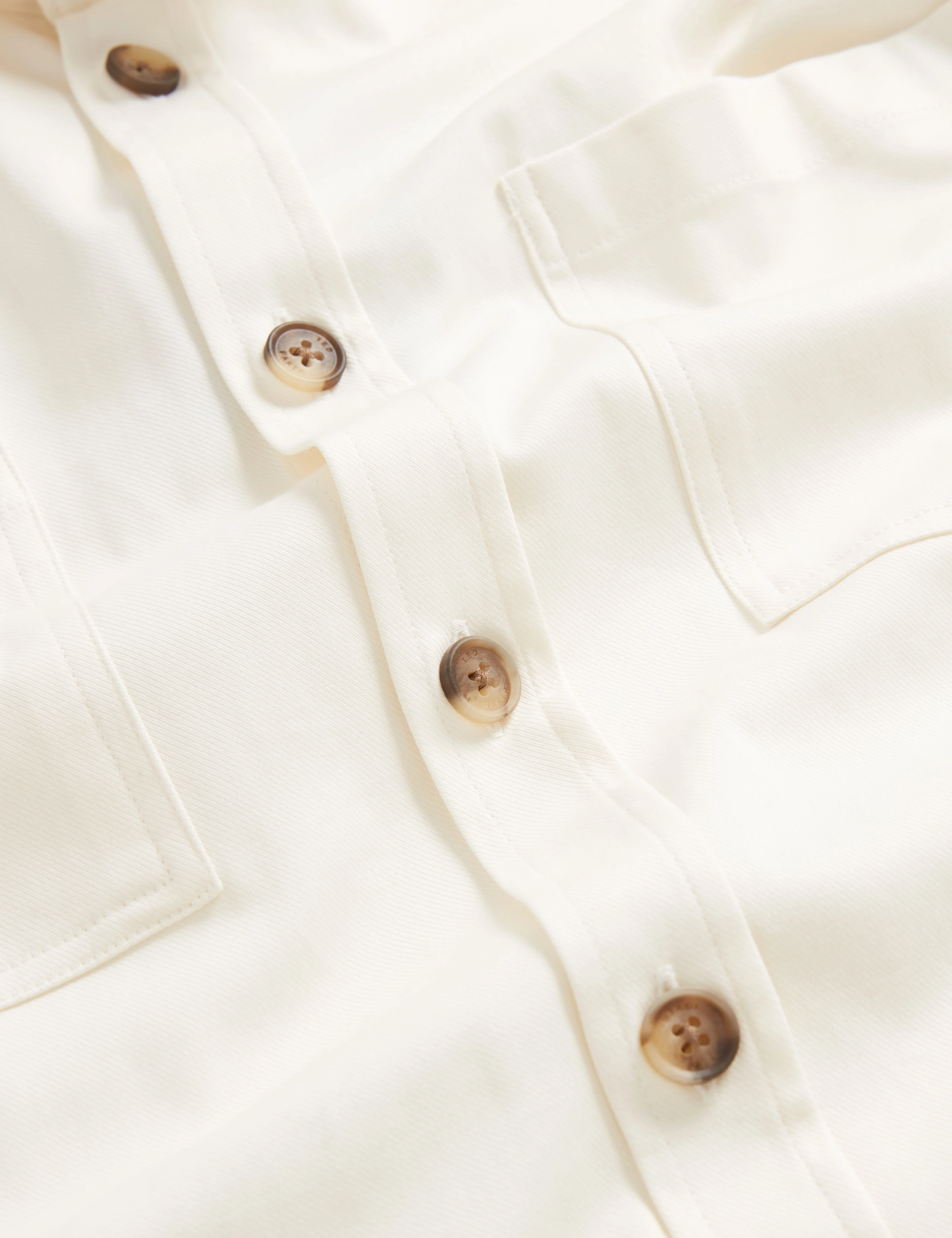 Lennard Long Sleeve Smart Twill Over Shirt Ecru - Image 2
