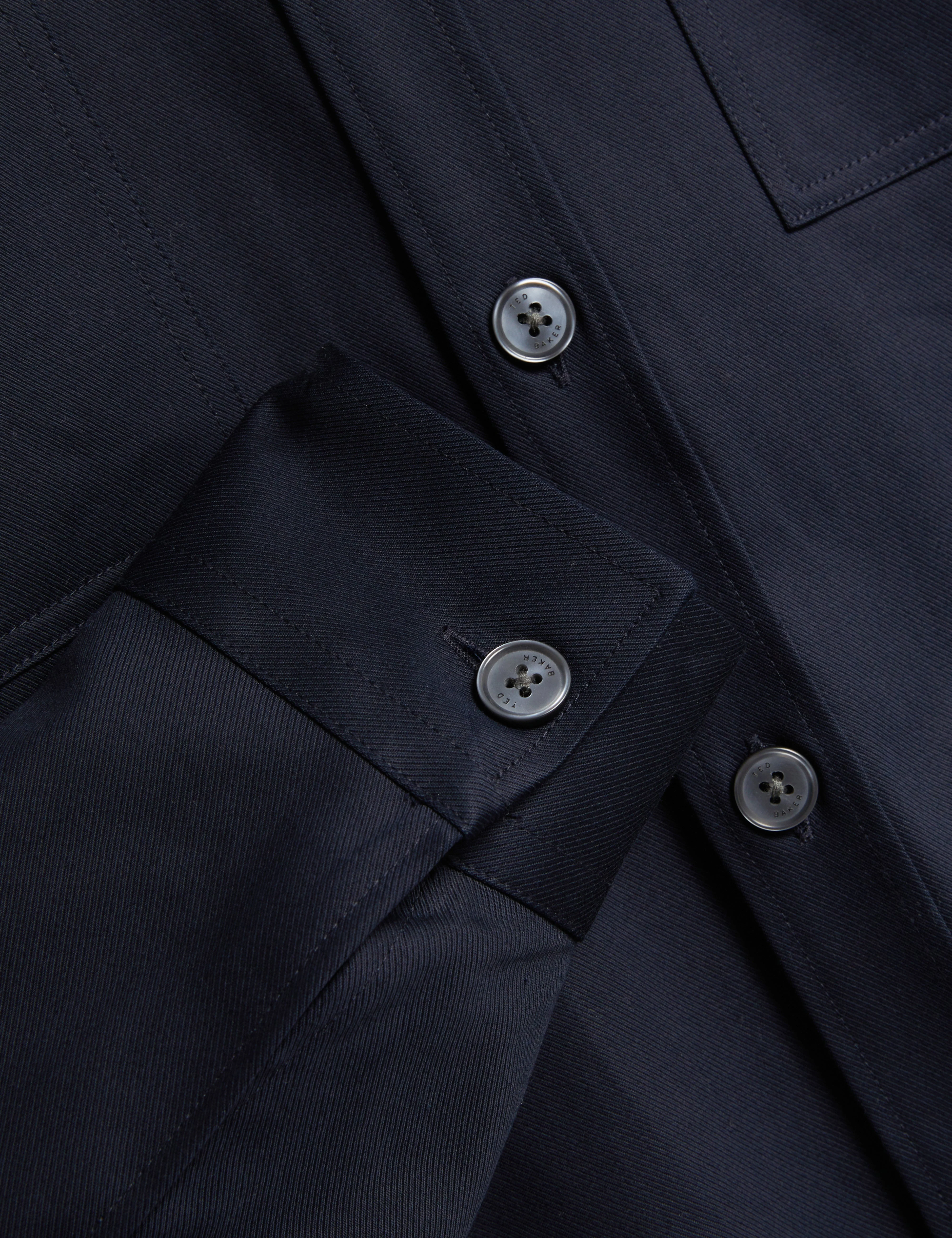 Lennard Long Sleeve Smart Twill Over Shirt Navy - Image 3