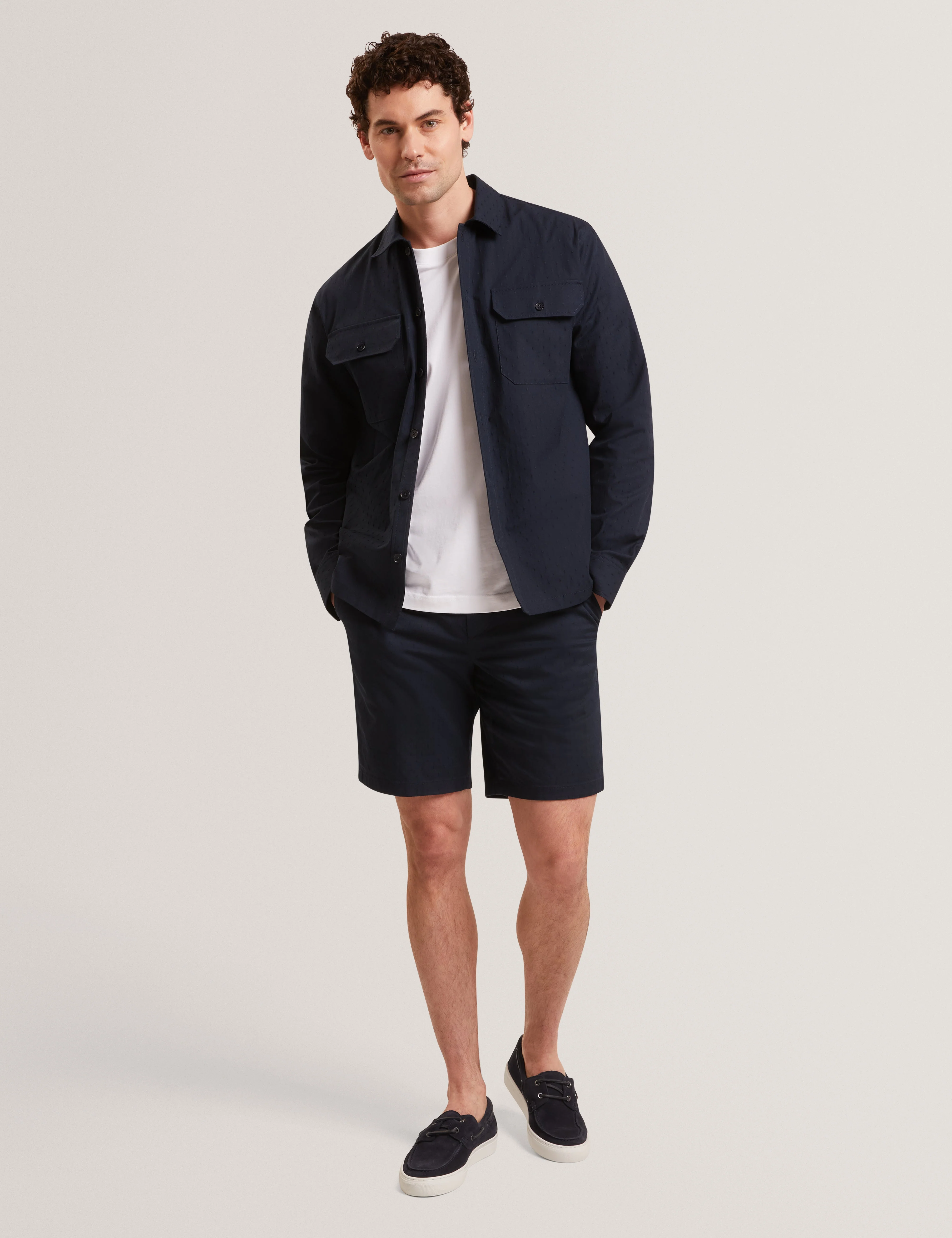 Levon Jacquard Overshirt Navy - Image 3