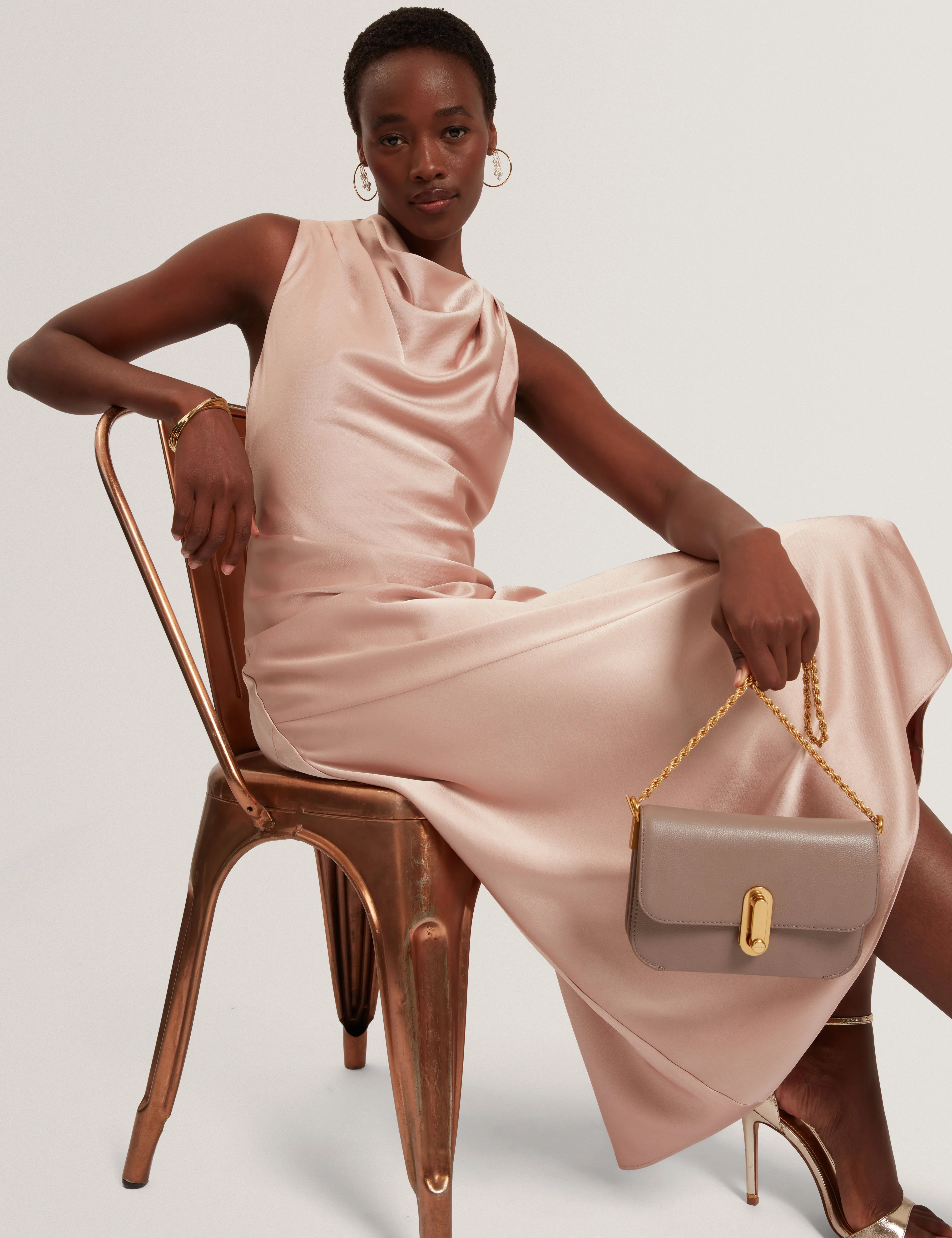 Liimaa Drape Neck Midi Dress Dusky-Pink - Image 6