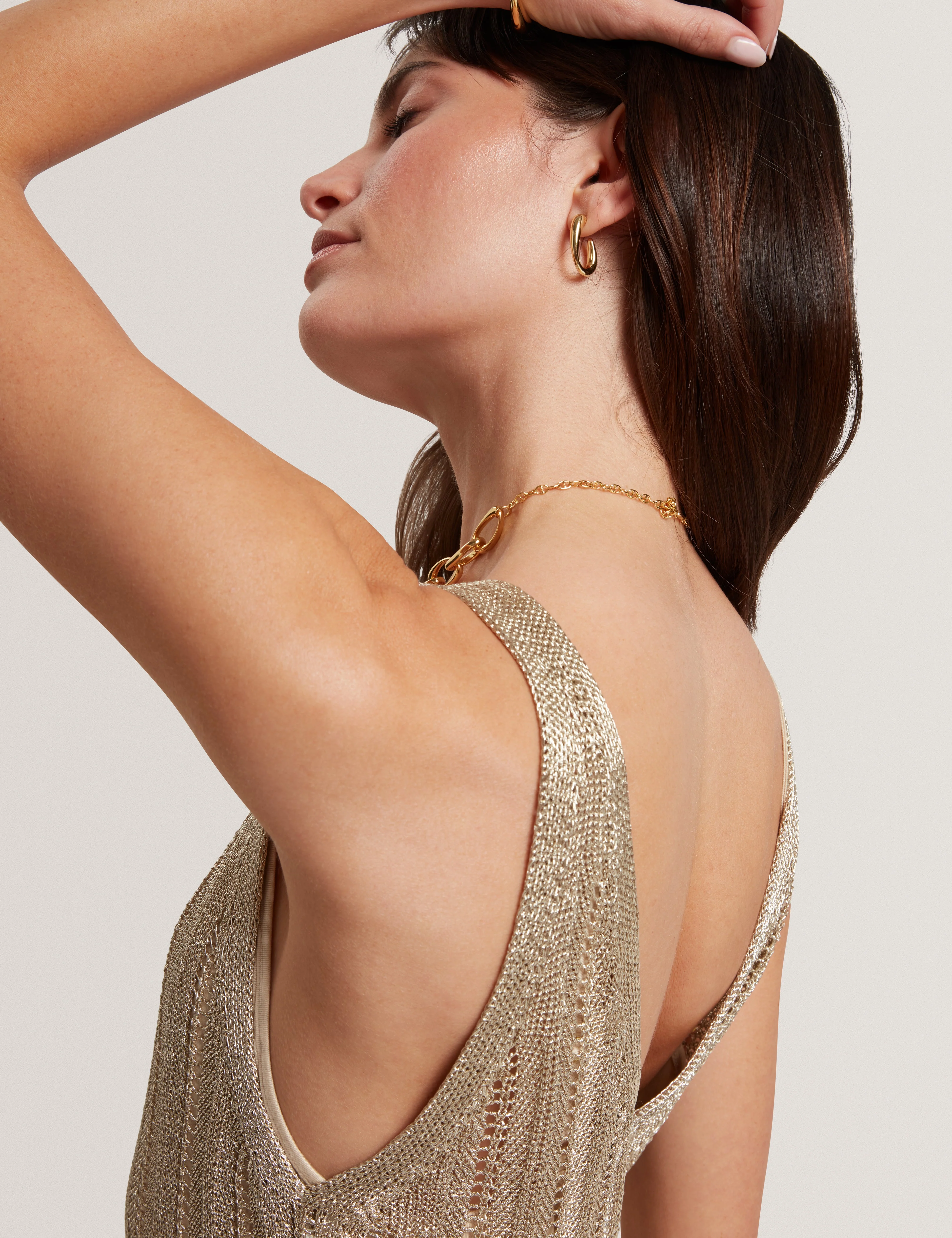 Liliany Midi Knit Column Dress Gold - Image 3