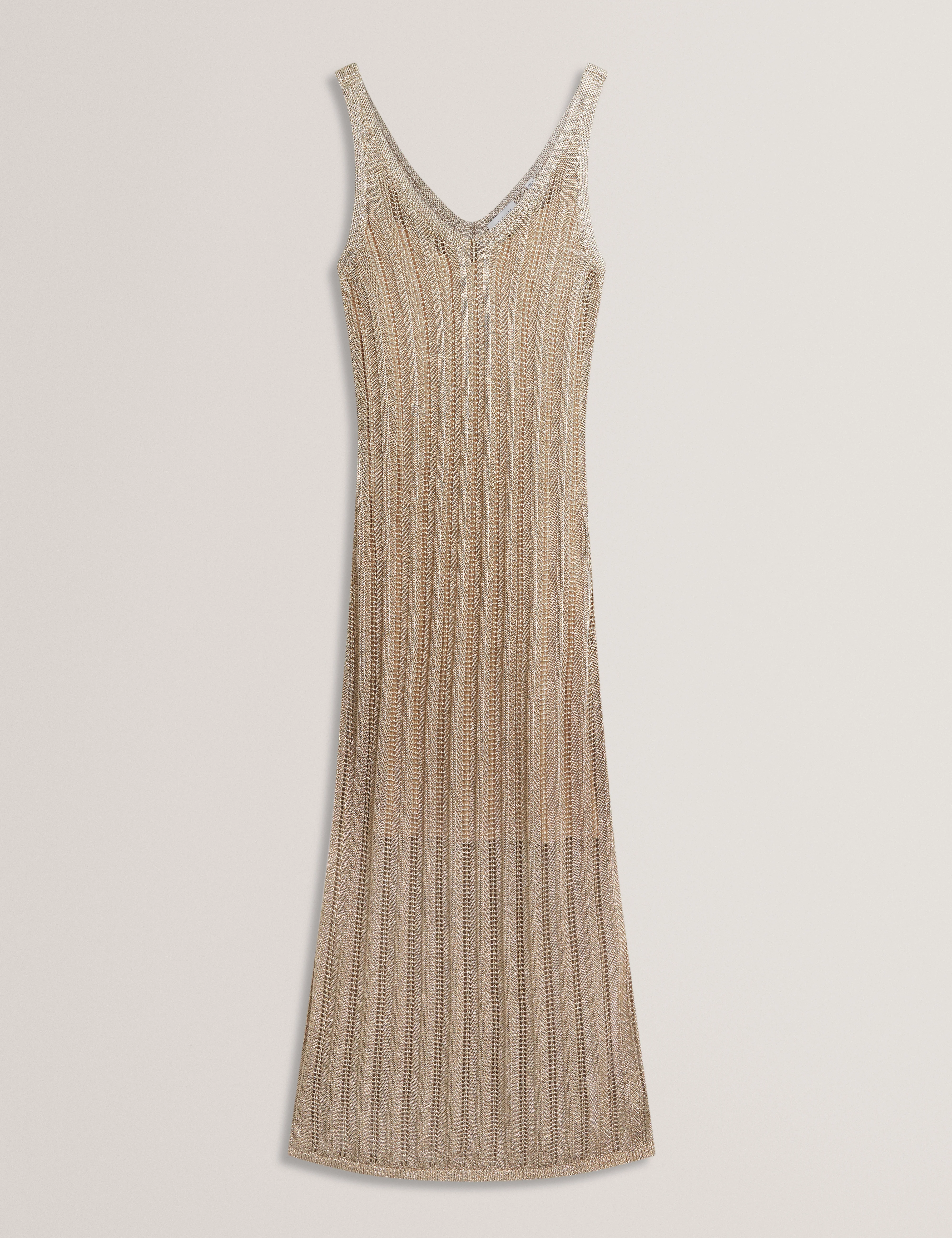 Liliany Midi Knit Column Dress Gold - Image 6