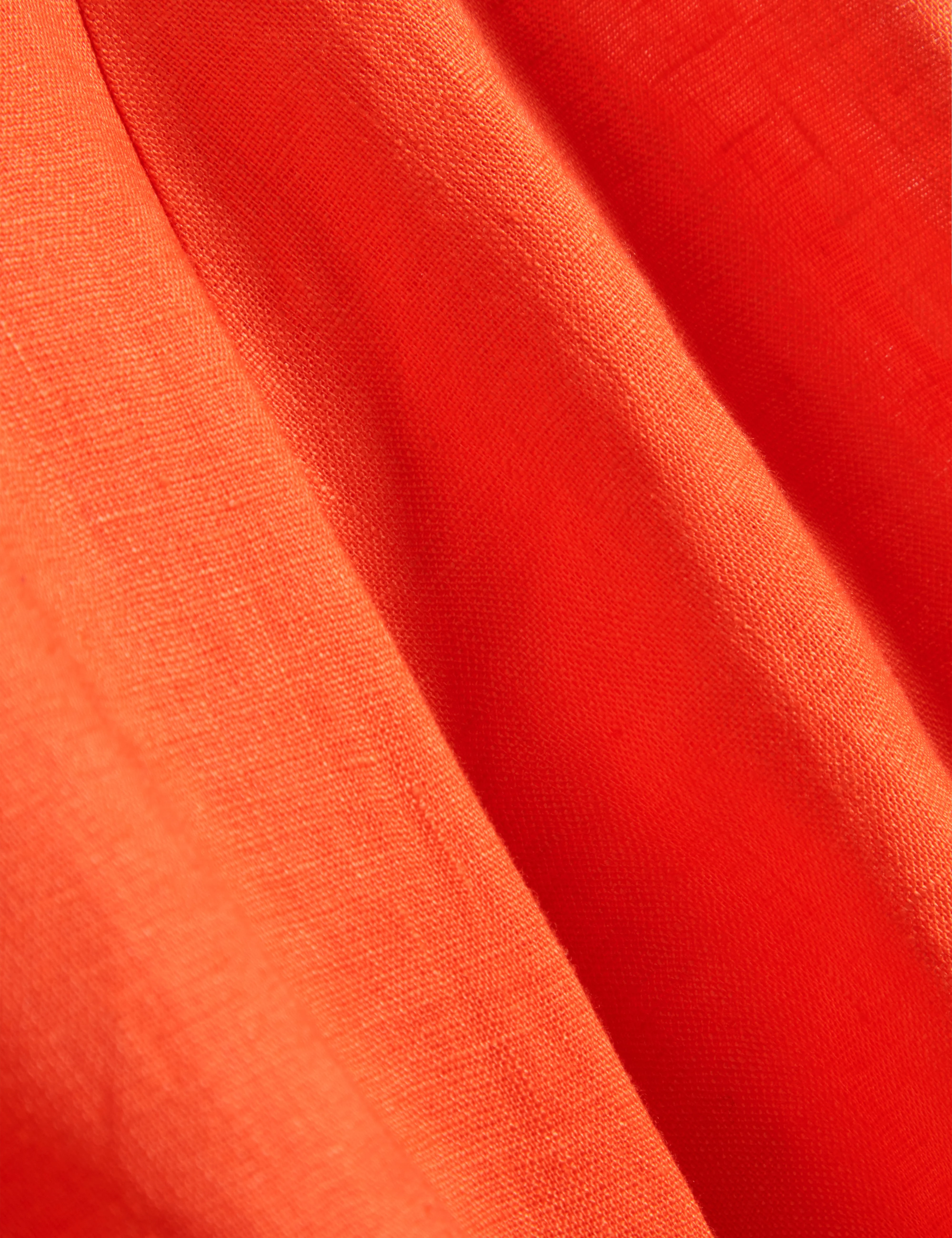 Limarie Linen Puff Sleeve Straight Top Orange - Image 6