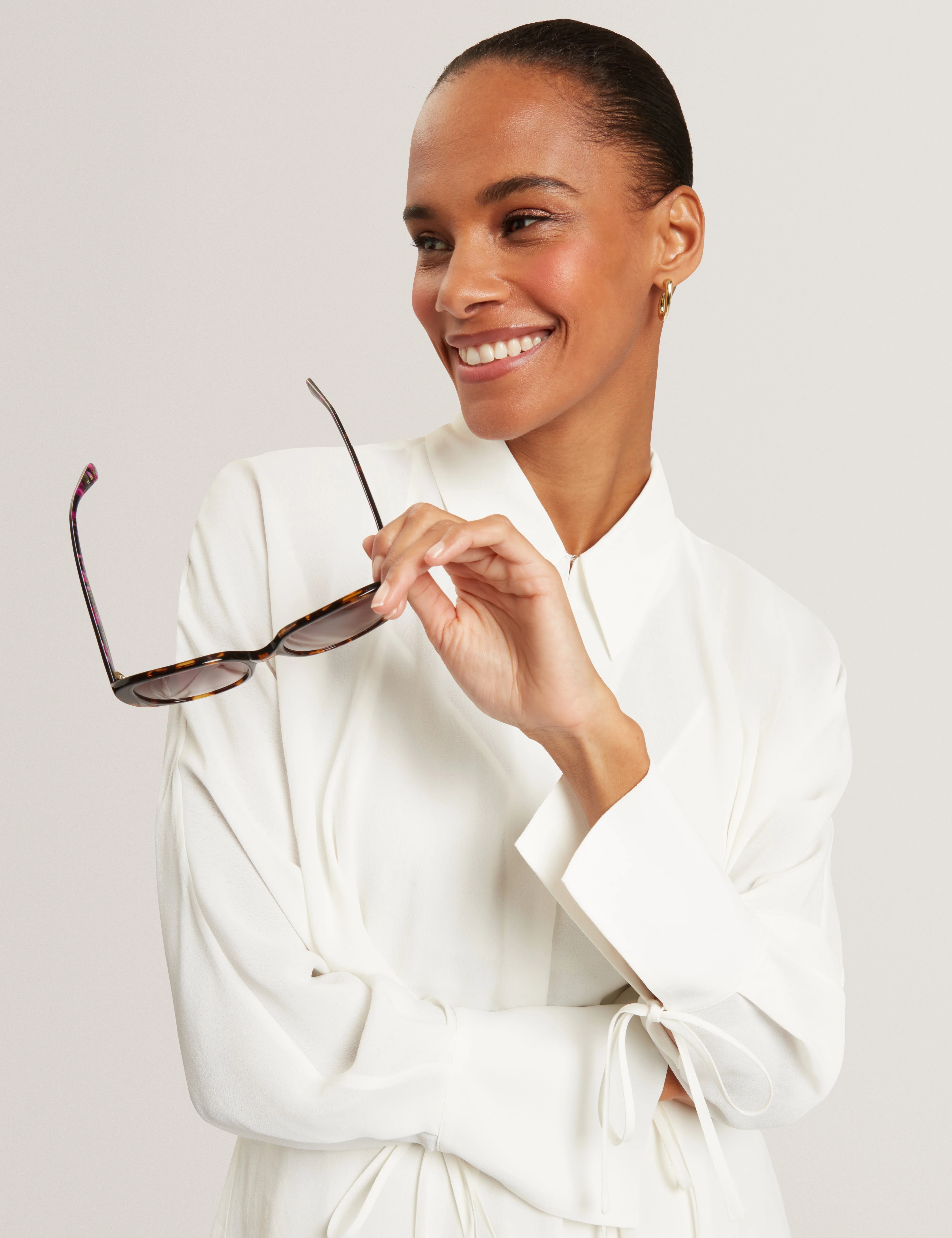 Liossa Tie Detail Long Sleeve Shirt Ivory - Image 6