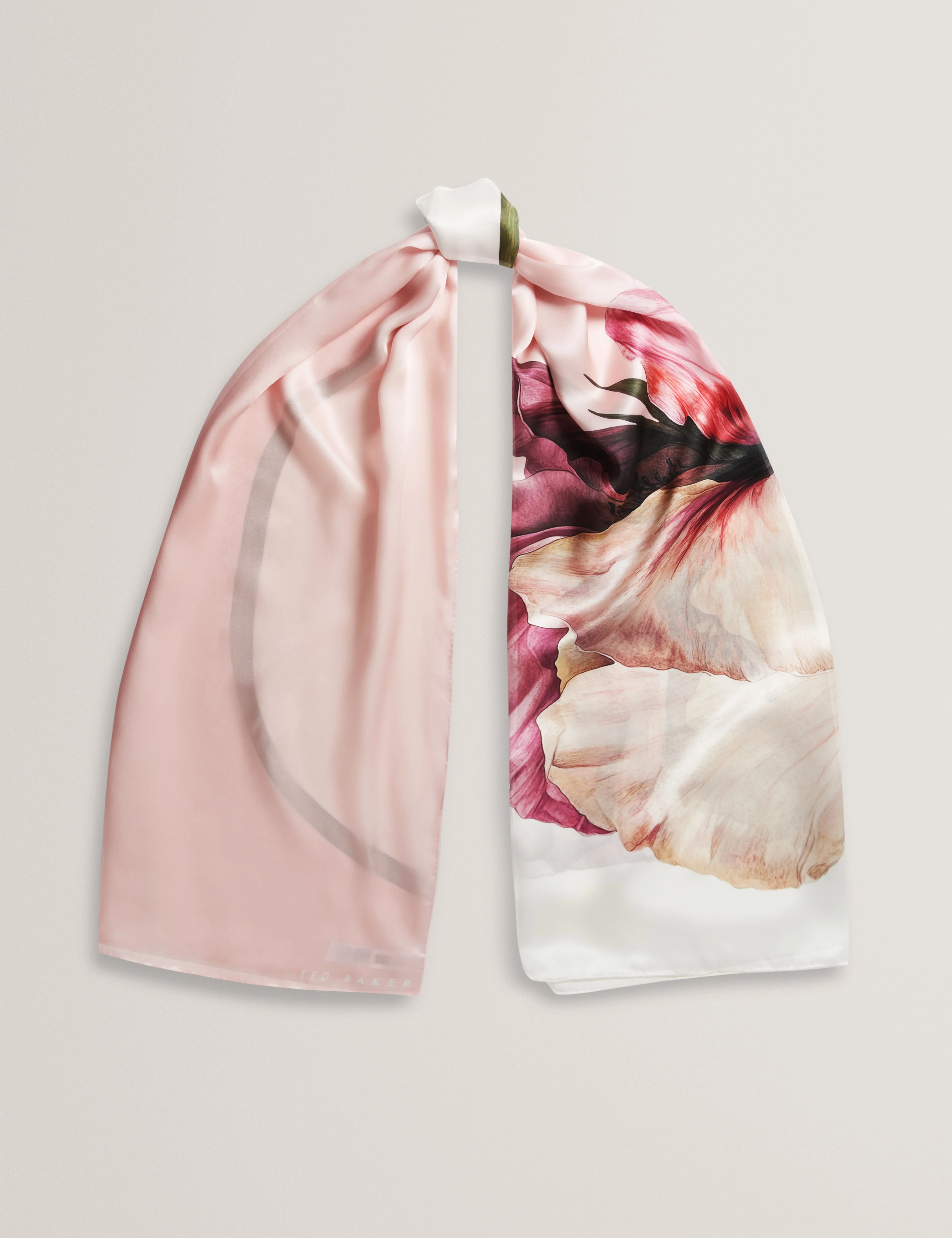 Lisaae Large Floral Print Silk Scarf Pink