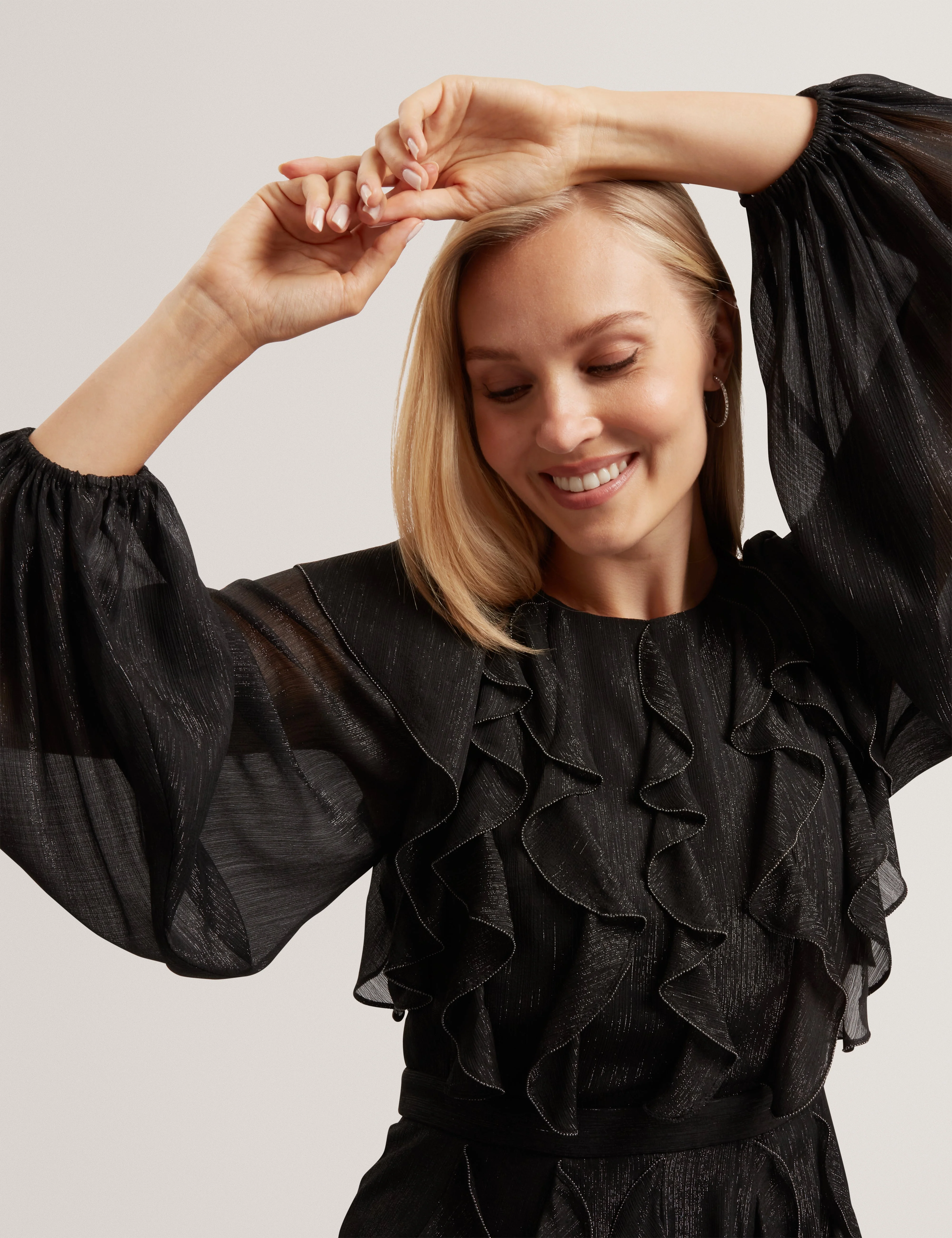 Liyanna Long Sleeve Ruffle Maxi Dress Black - Image 4