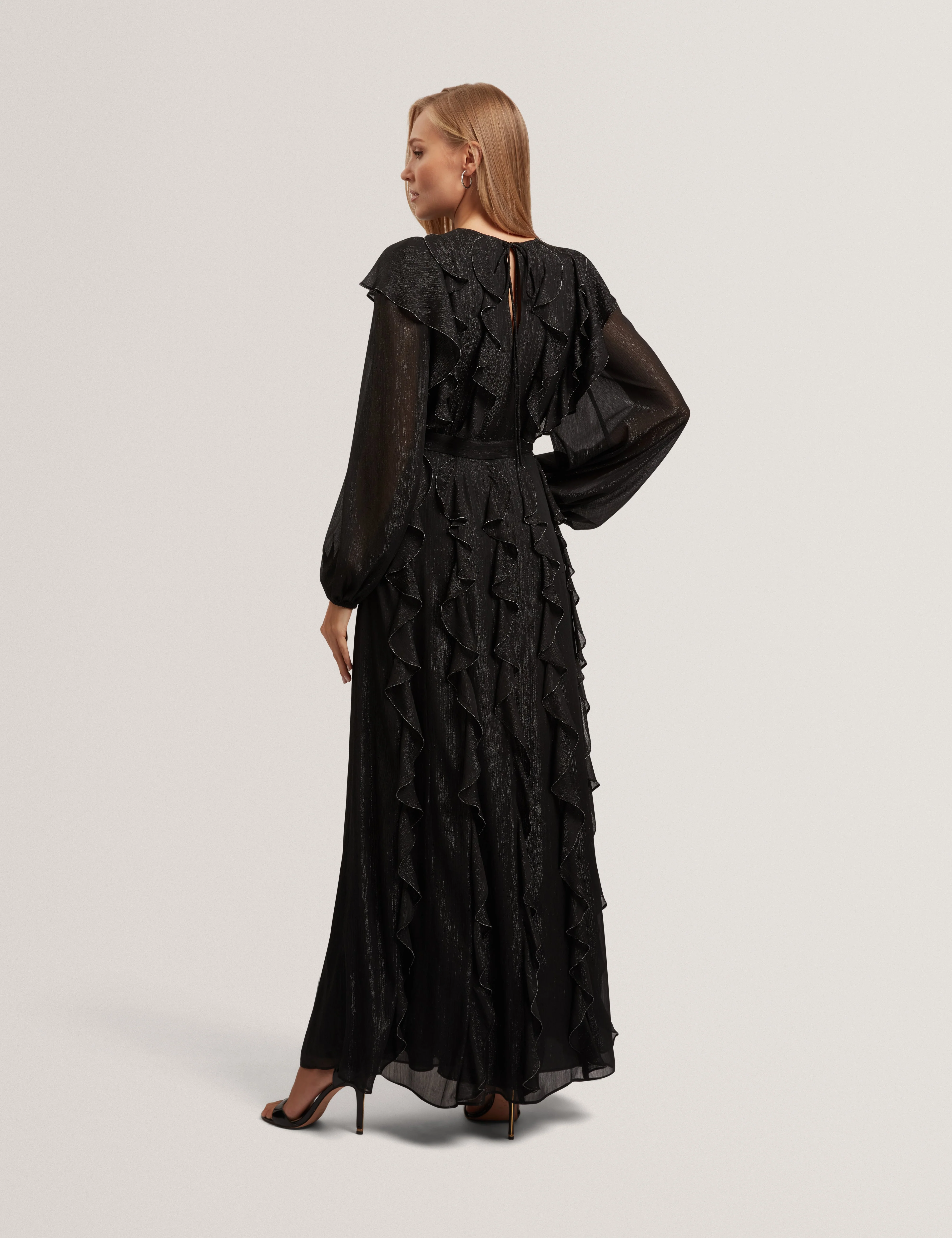 Liyanna Long Sleeve Ruffle Maxi Dress Black - Image 5