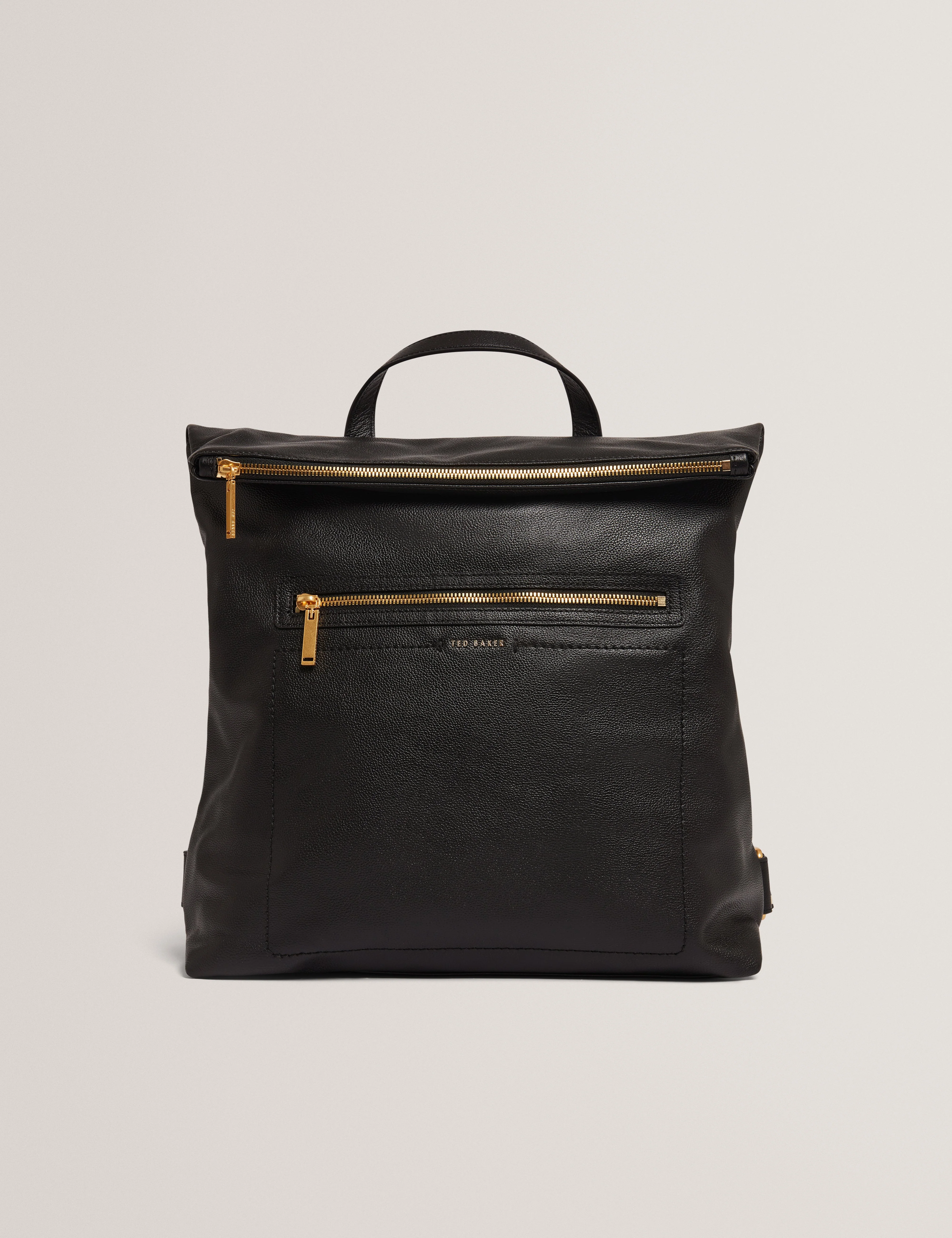 Luccea Webbing Leather Backpack Black