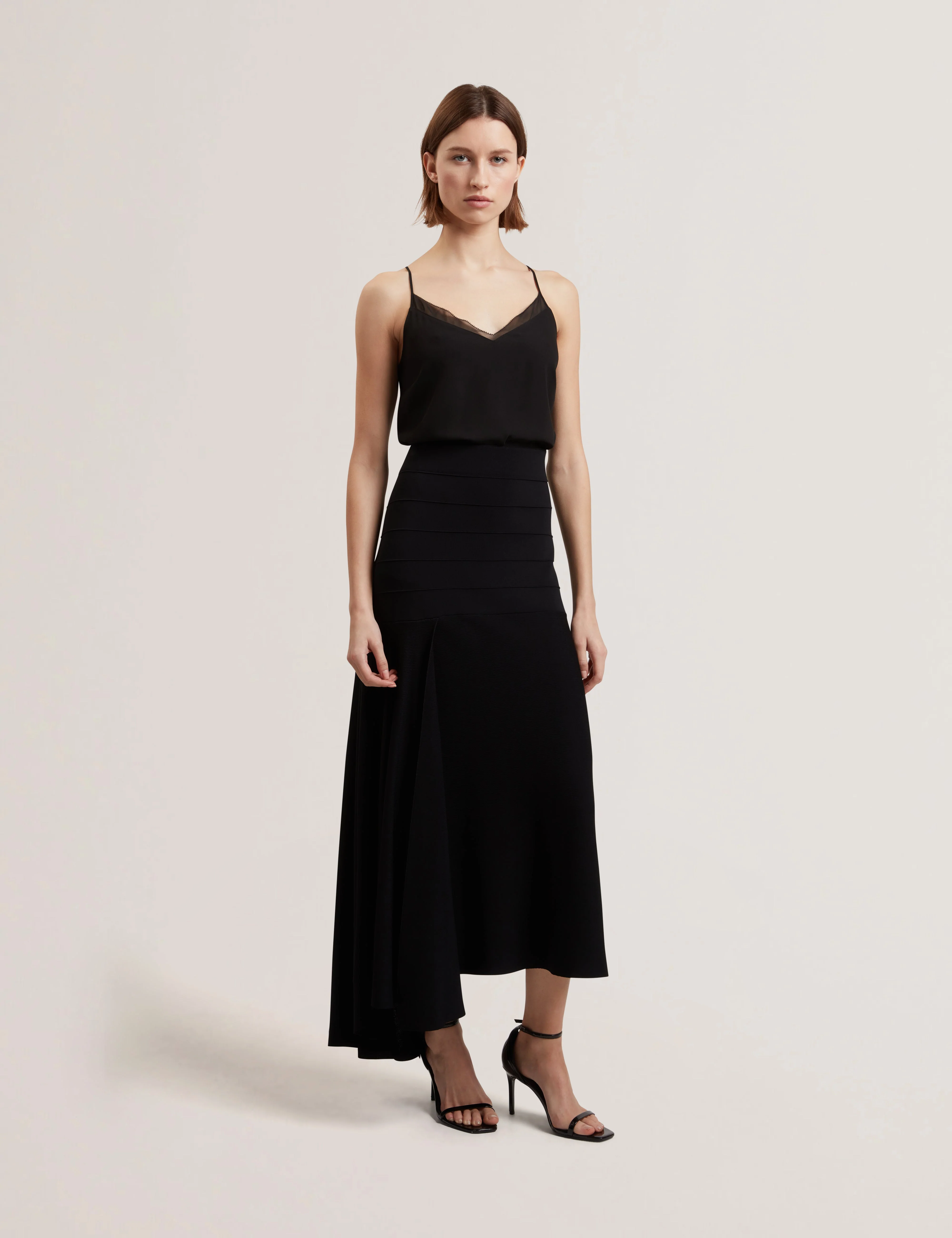 Lulea Chiffon Insert Cami Top Black - Image 2