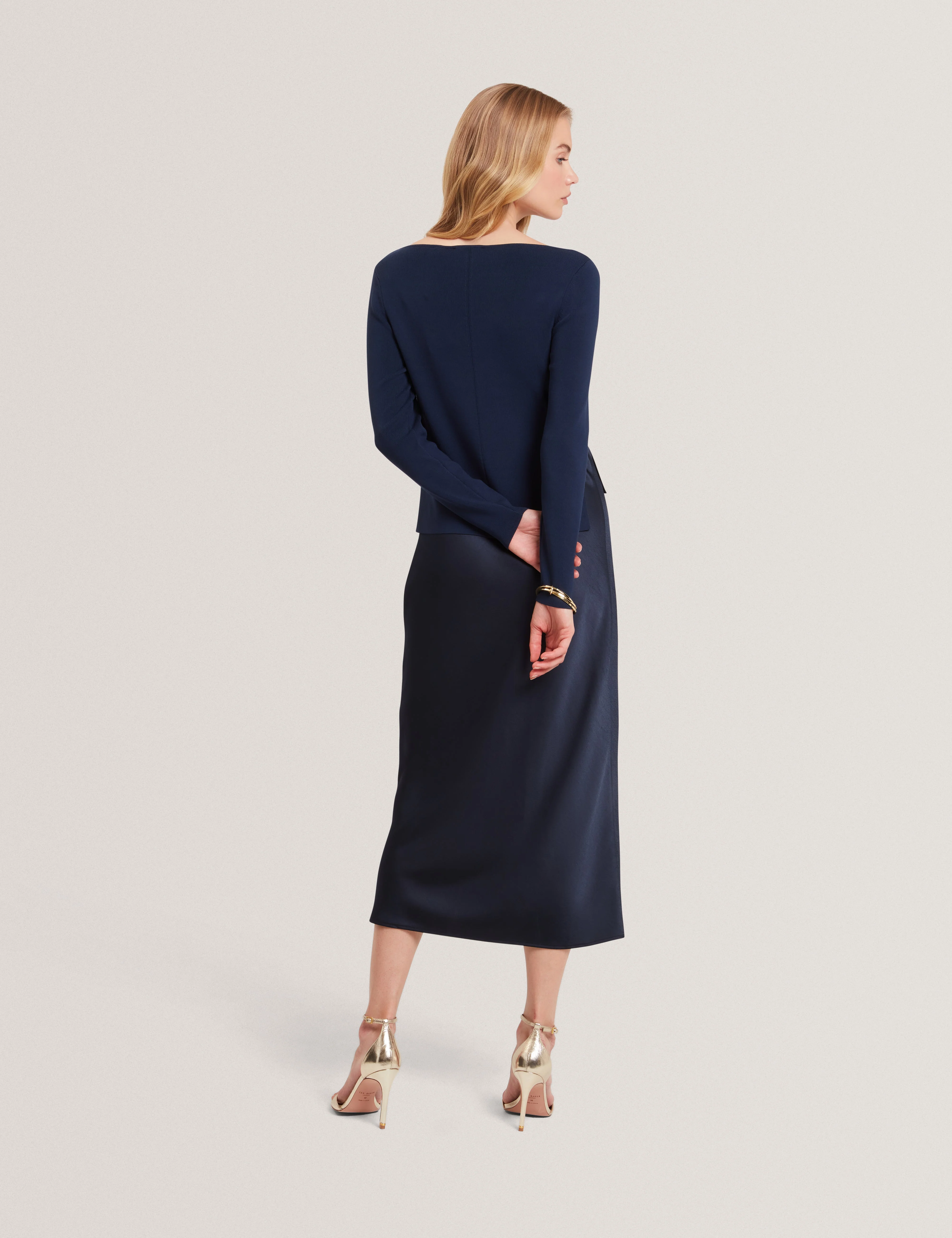 Machar 2 In 1 Knitted Top With Slip Dress Navy - Image 5