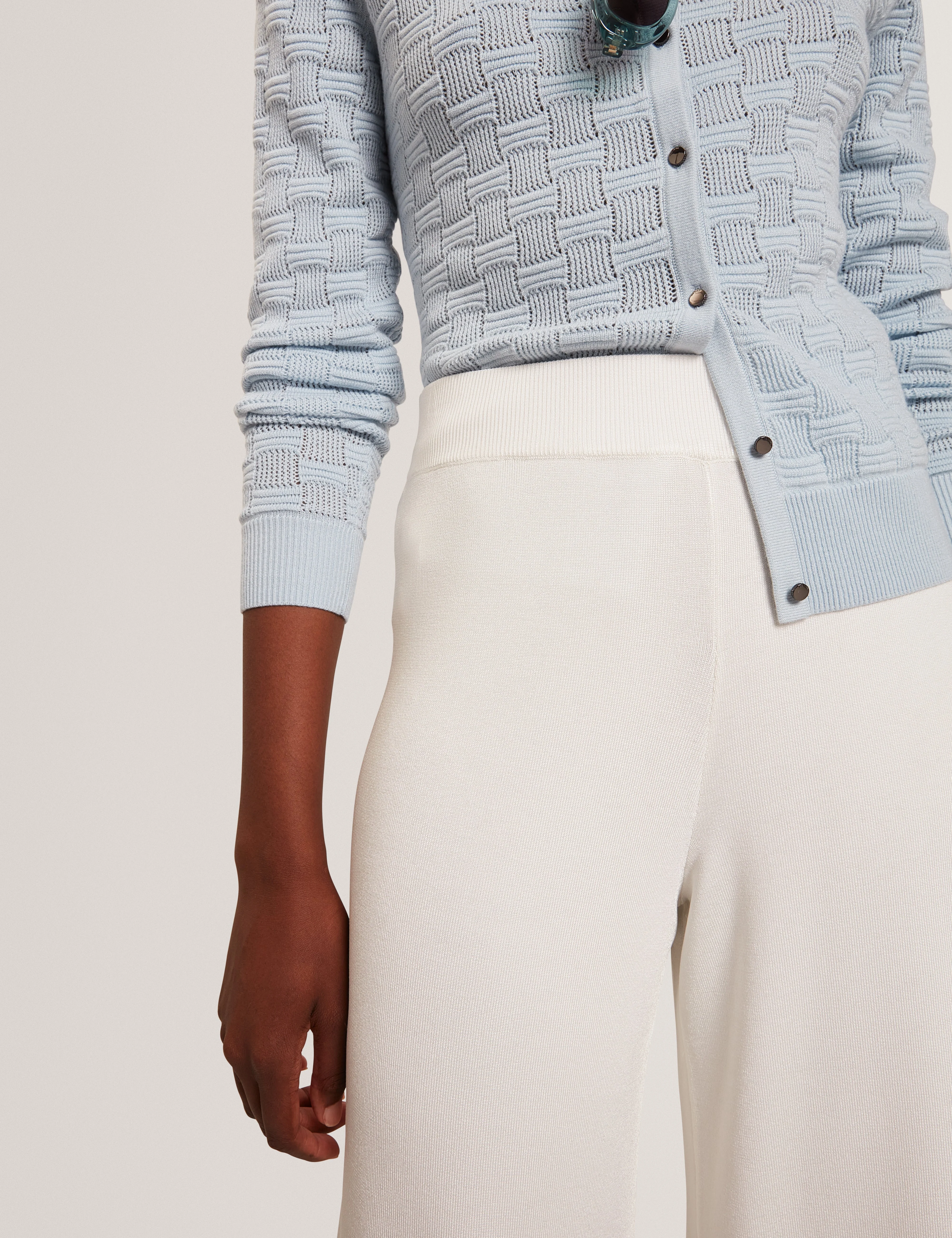 Matilli Wide Leg Knit Trouser Ivory - Image 2